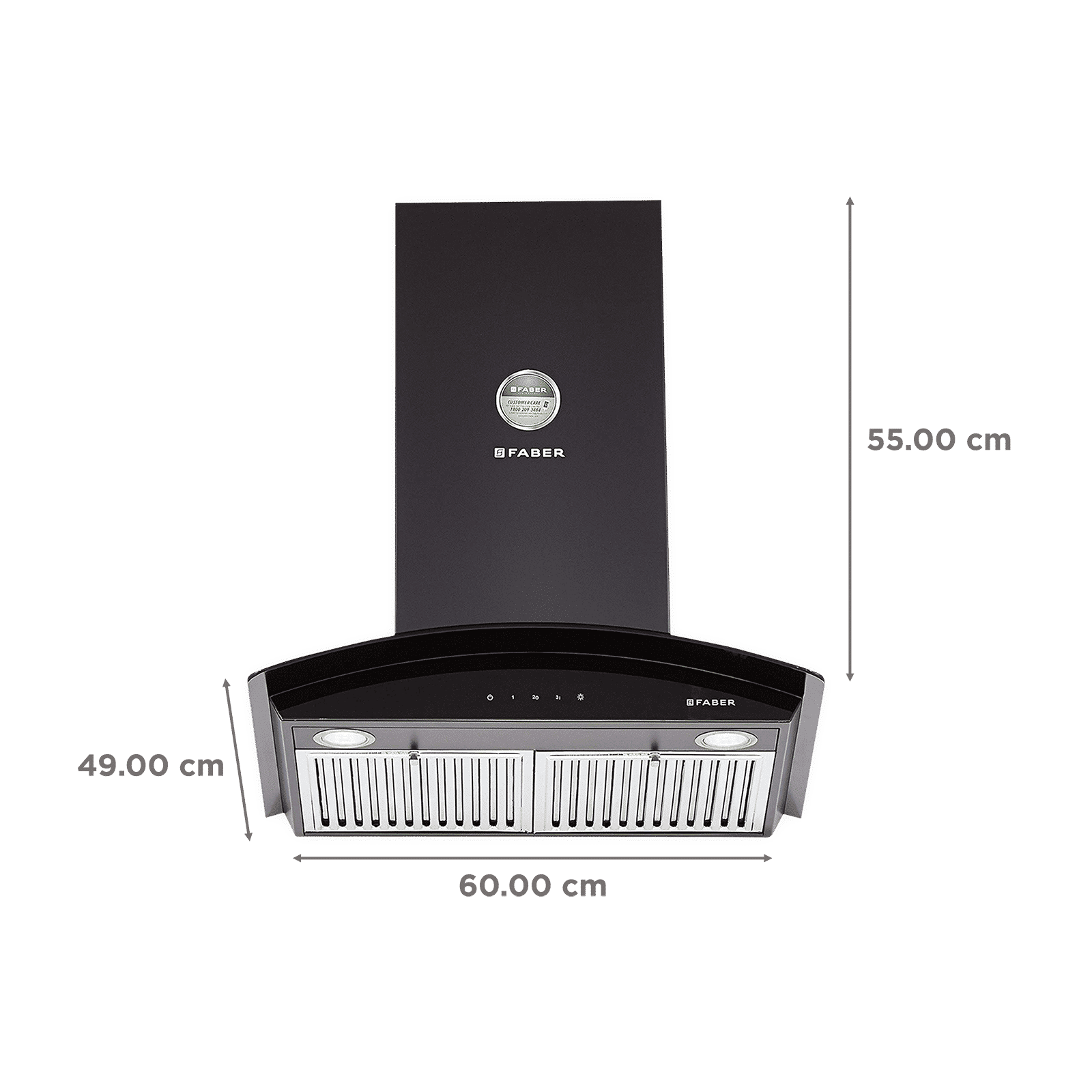 FABER FEEL 3D T2S2 BK LTW 60cm 1095m3/hr Ducted Wall Mounted Chimney with Push Button Control (Black)_2