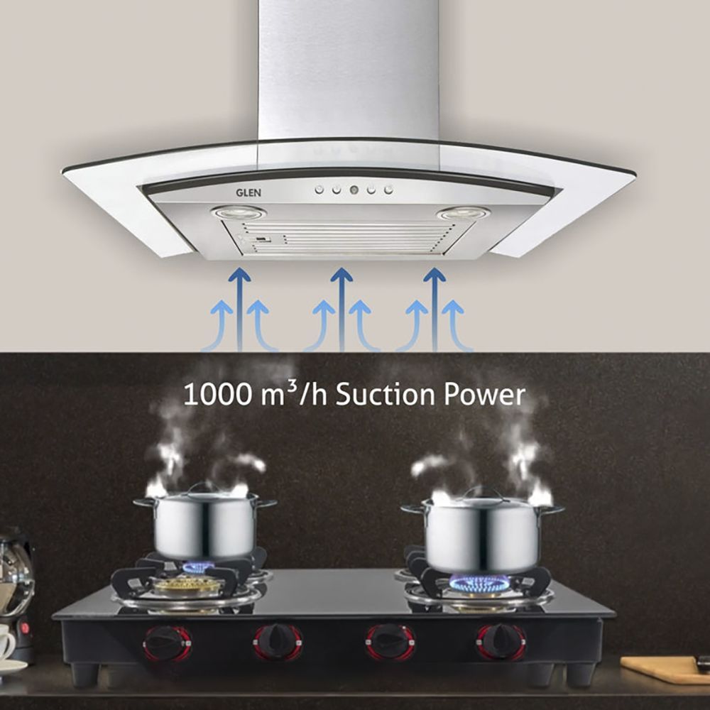 GLEN 6071 EX 60cm 1000m3/hr Ducted Wall Mounted Chimney with Push Button Control (Silver)_6