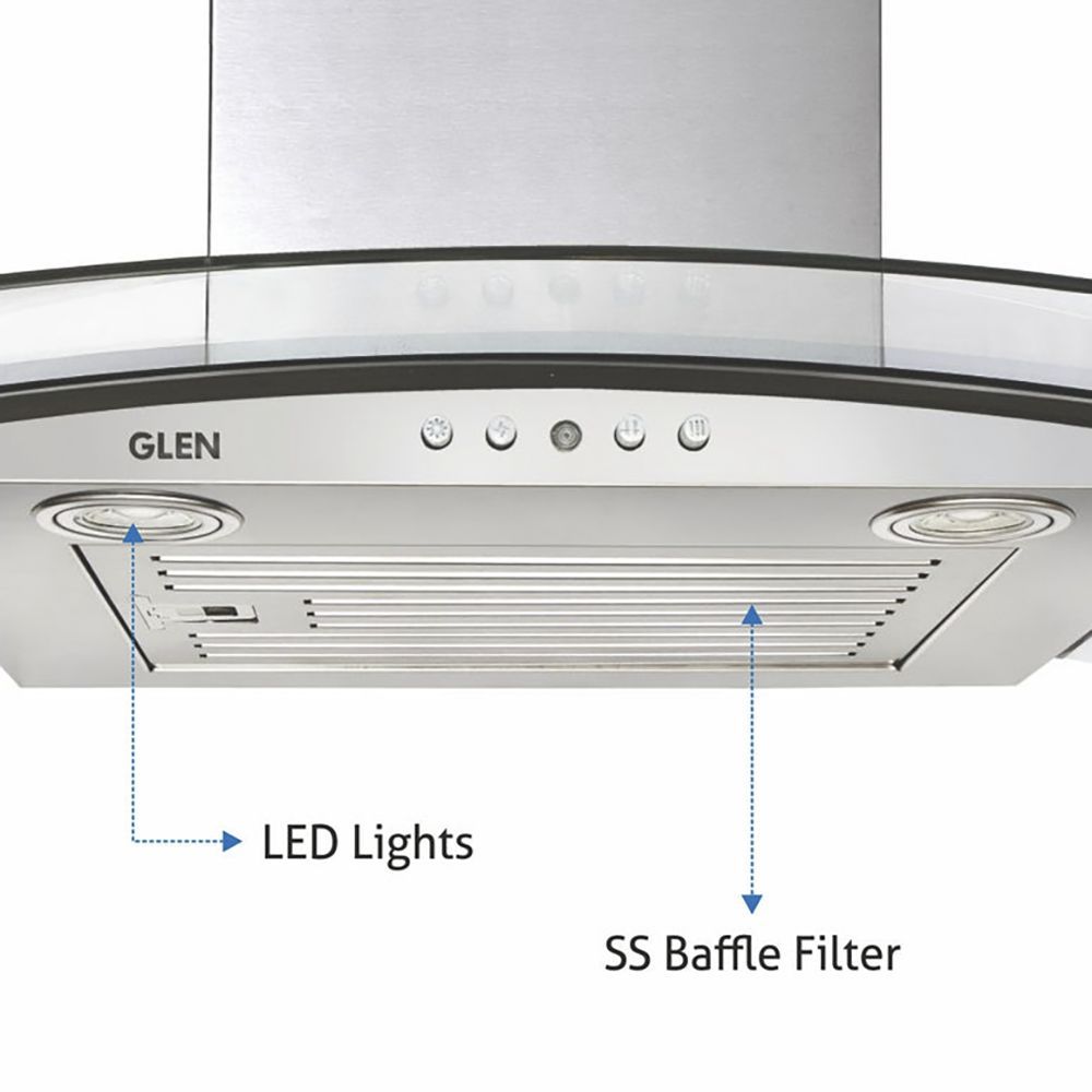 GLEN 6071 EX 60cm 1000m3/hr Ducted Wall Mounted Chimney with Push Button Control (Silver)_8