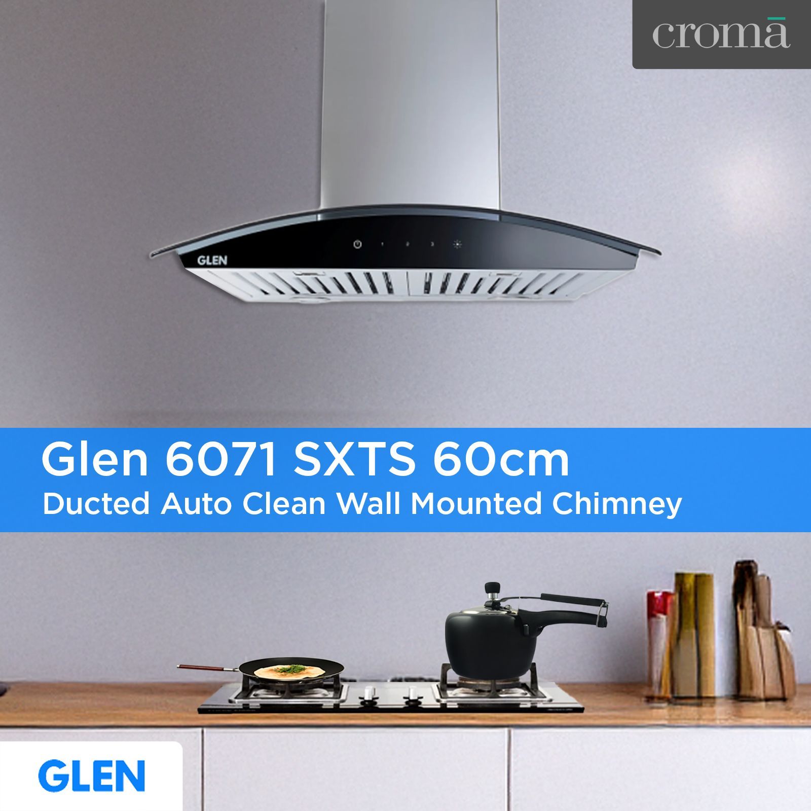 GLEN 6071 SXTS 60cm 1000m3/hr Ducted Wall Mounted Chimney with Touch Sensor Control (Black)_7