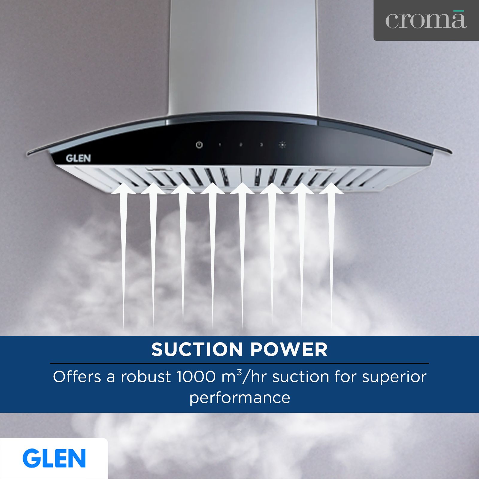 GLEN 6071 SXTS 60cm 1000m3/hr Ducted Wall Mounted Chimney with Touch Sensor Control (Black)_8