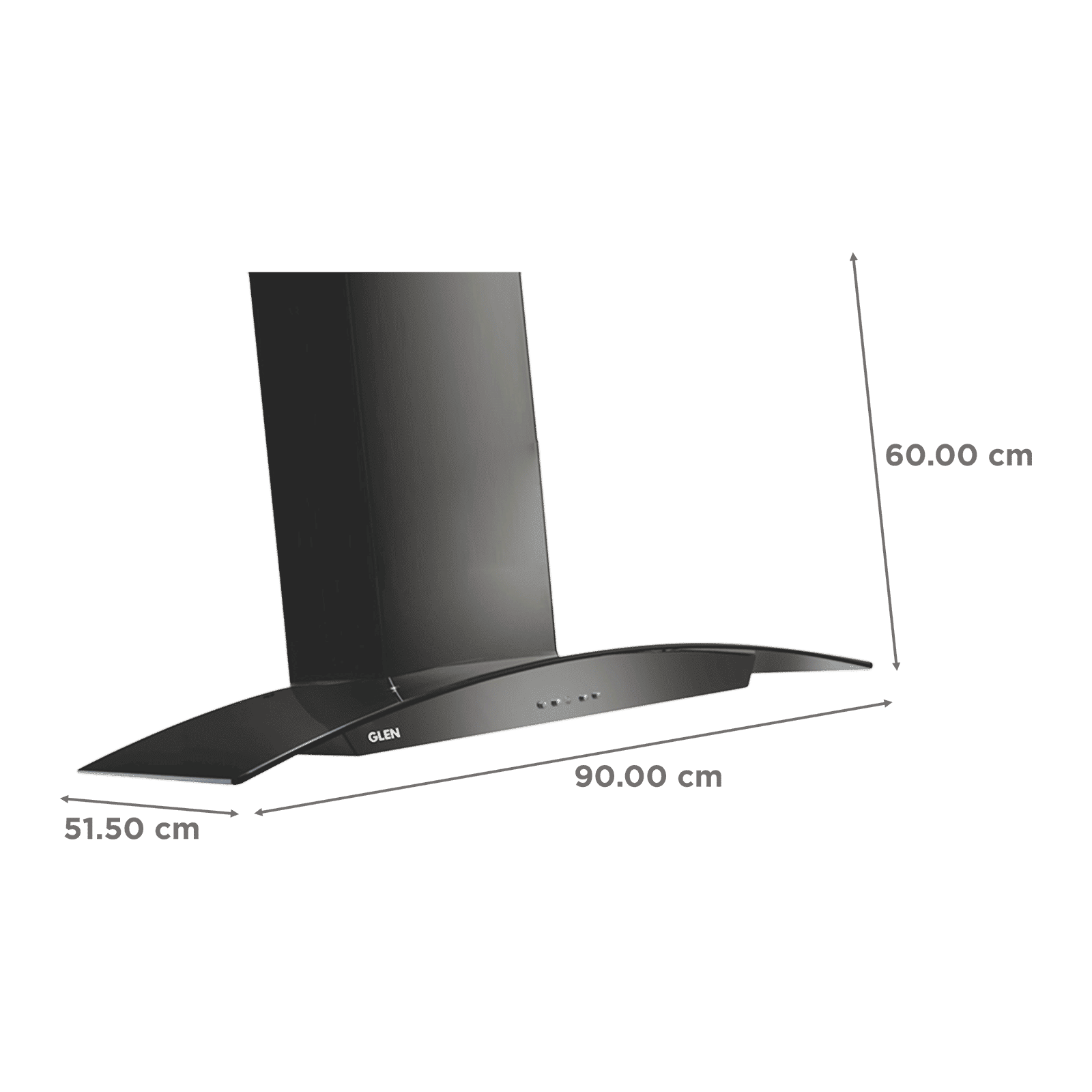 GLEN Zest 90cm 1250m3/hr Ductless Wall Mounted Chimney with Touch Controls (Black) GLEN Zest 90cm 1250m3/hr Ductless Wall Mounted Chimney with Touch Controls (Black)_2