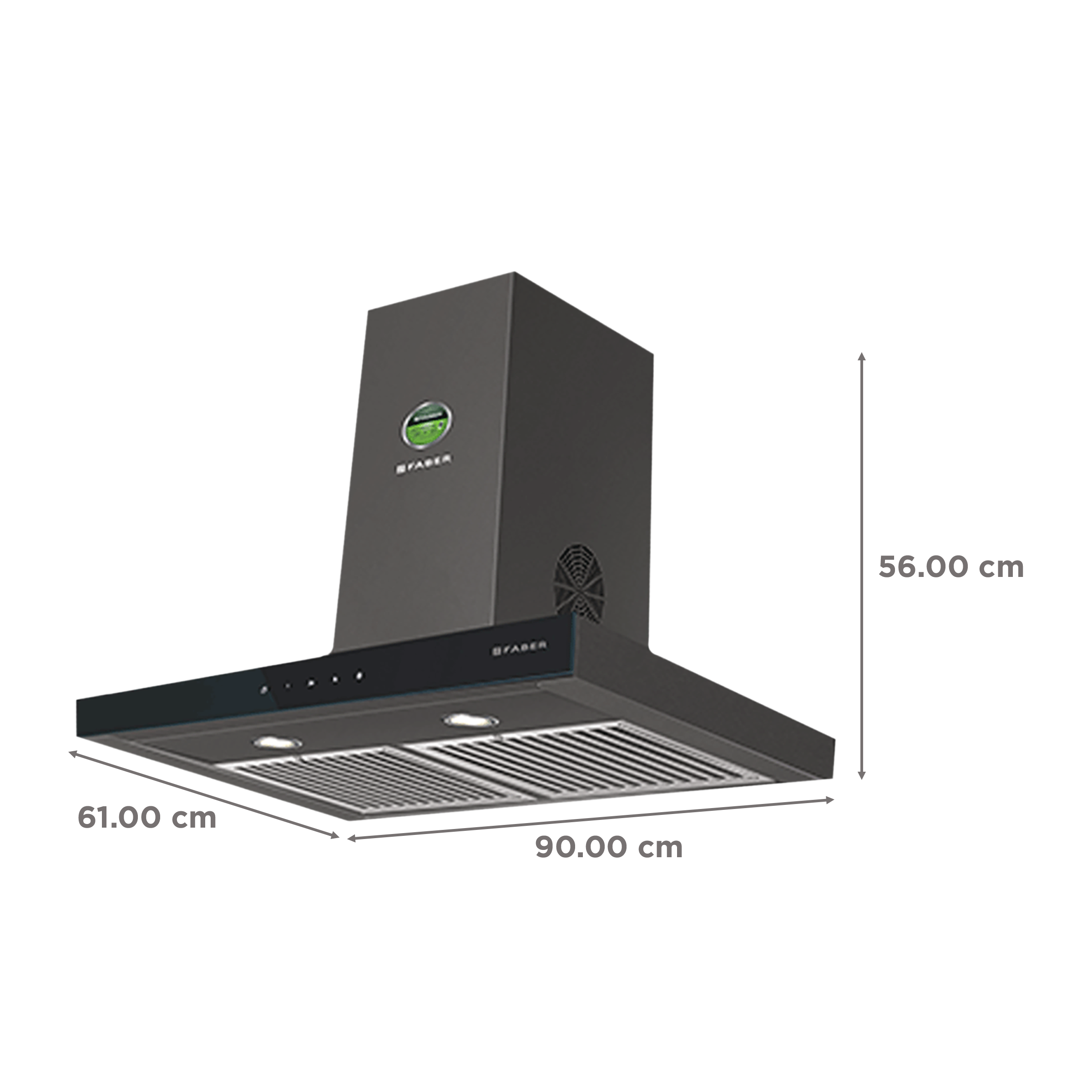 FABER STILUX 3D T2S2 BK TC LTW 90cm 1095m3/hr Ducted Wall Mounted Chimney with Touch Control Panel (Black)_2