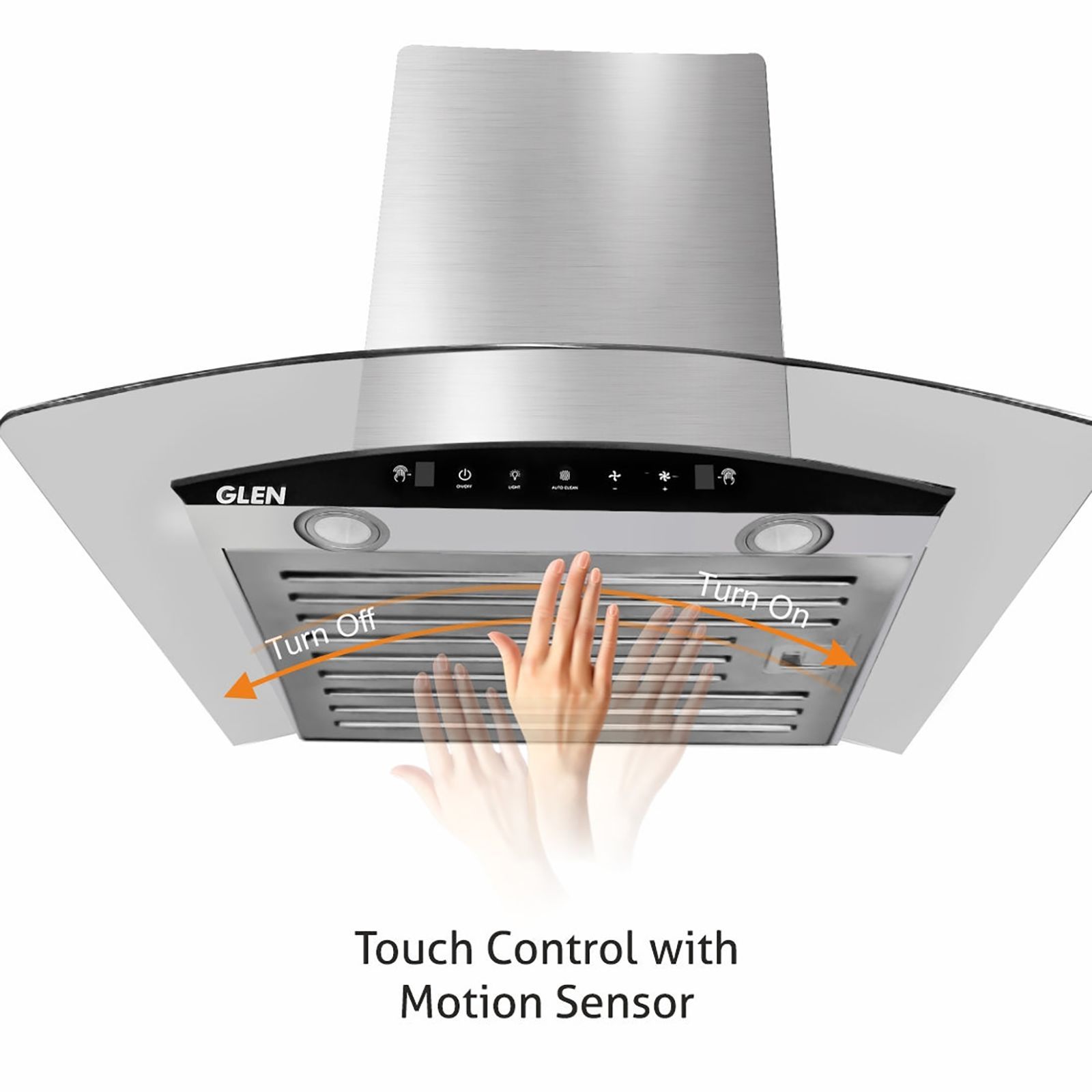 GLEN GL 6063 SS 90cm 1200m3/hr Ducted Auto Clean Ceiling Mounted Chimney with Touch Control Panel (Silver)_6