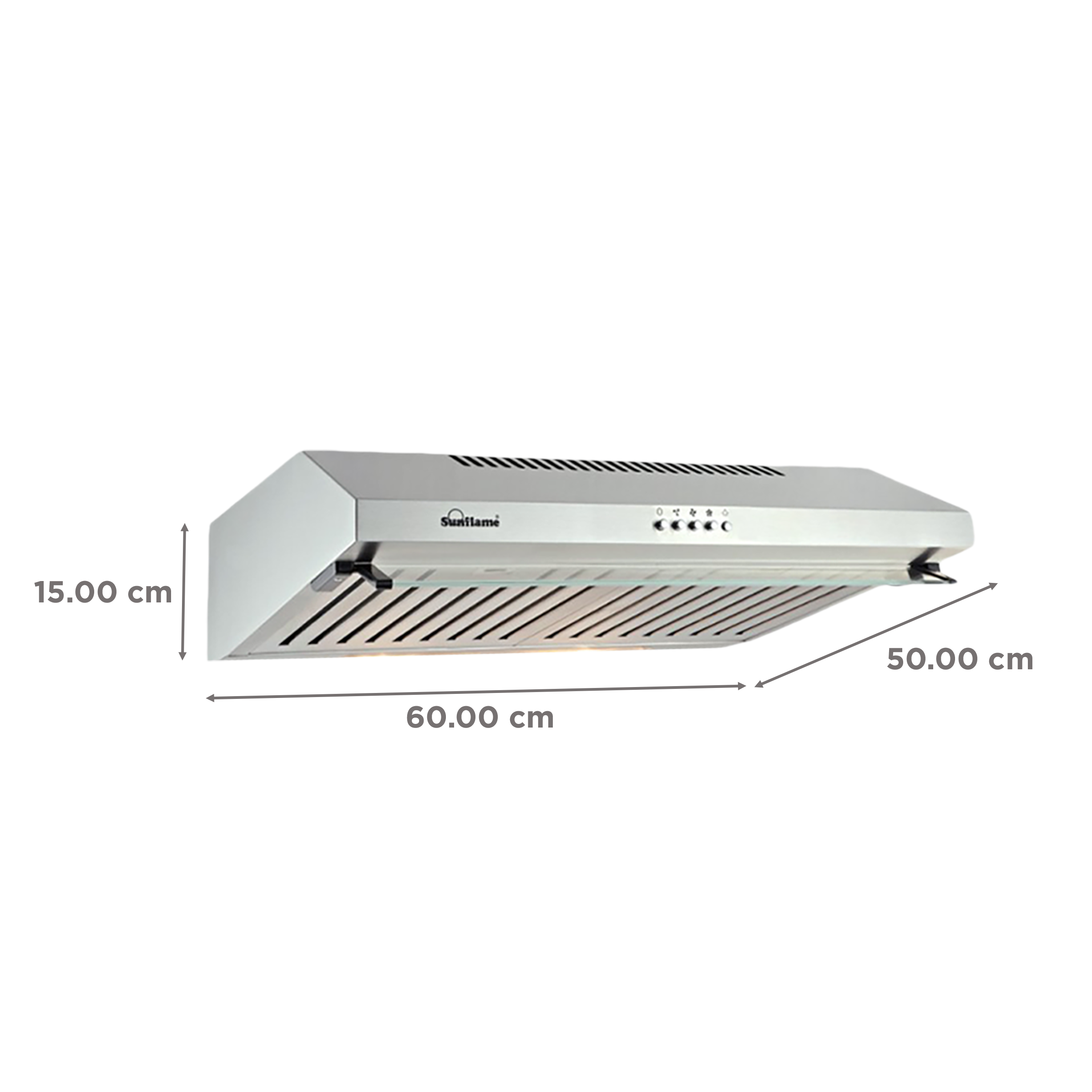 Sunflame Aveo Dx 60cm 700m3/hr Ducted Wall Mounted Chimney with Push Button Control (Silver)_2