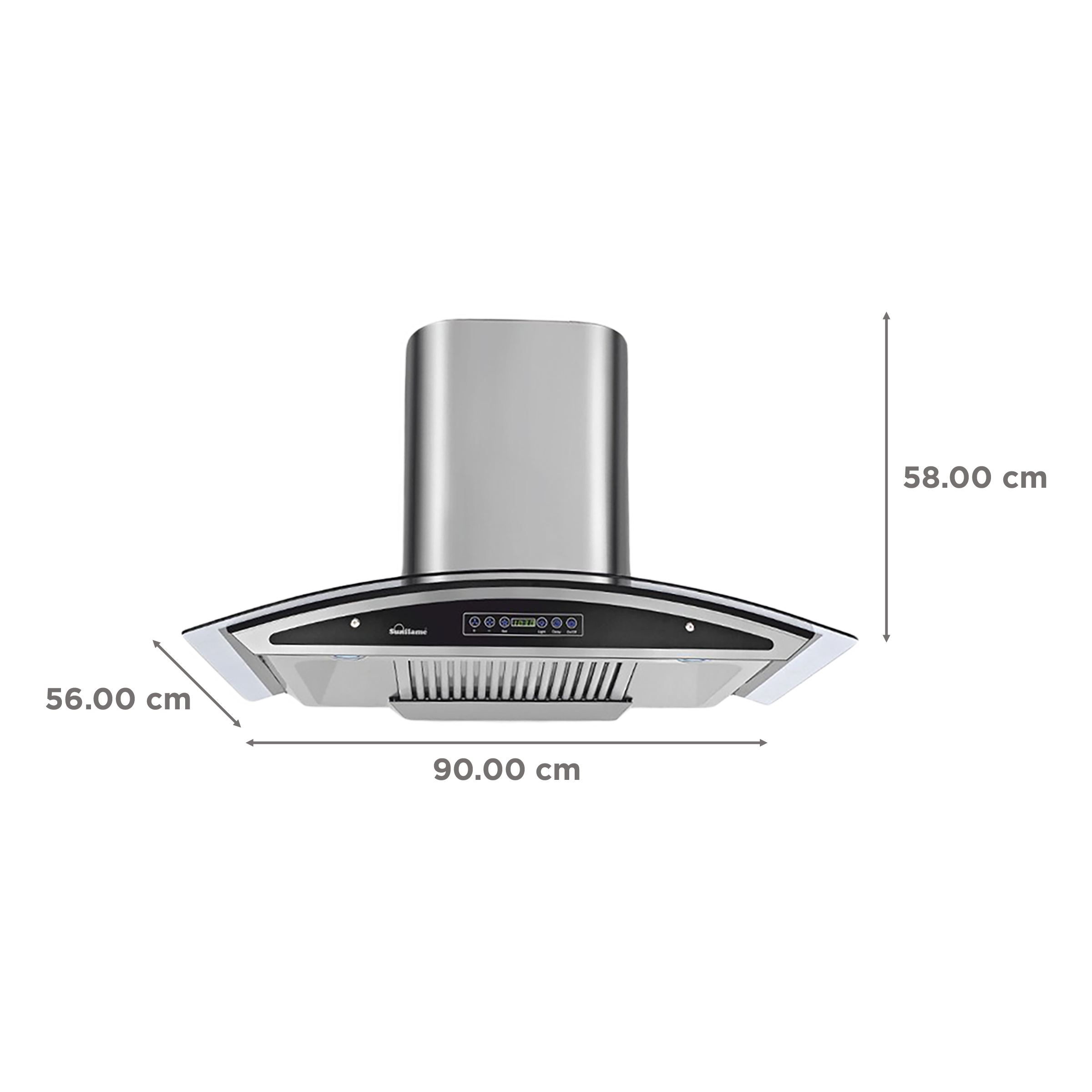 Sunflame Innova 90cm 1230m3/hr Ducted Auto Clean Wall Mounted Chimney with Feather Touch Controls (Black)_2
