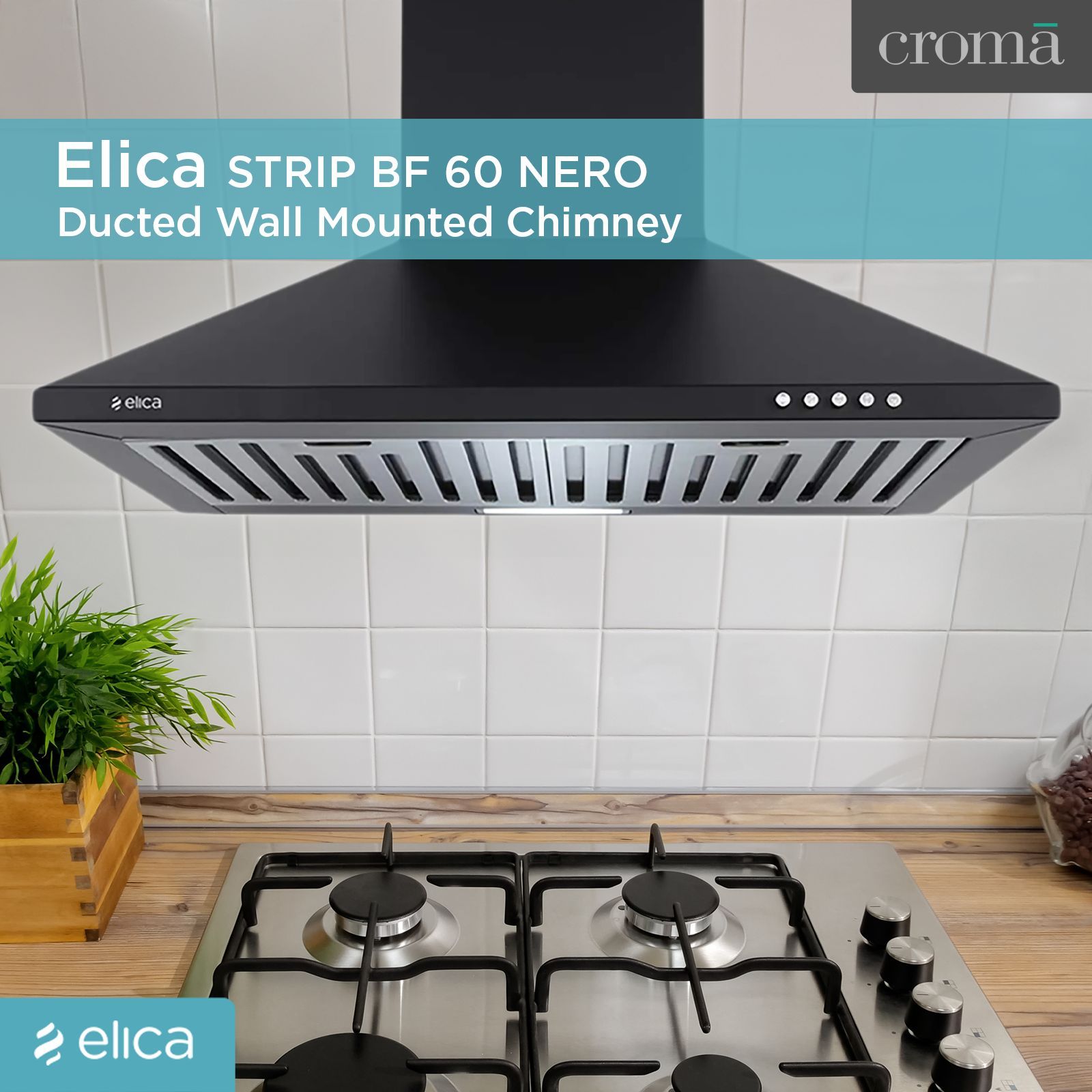 elica STRIP BF 60 NERO 60cm 880m3/hr Ducted Wall Mounted Chimney with Push Button Control (Black) elica STRIP BF 60 NERO 60cm 880m3/hr Ducted Wall Mounted Chimney with Push Button Control (Black)_9
