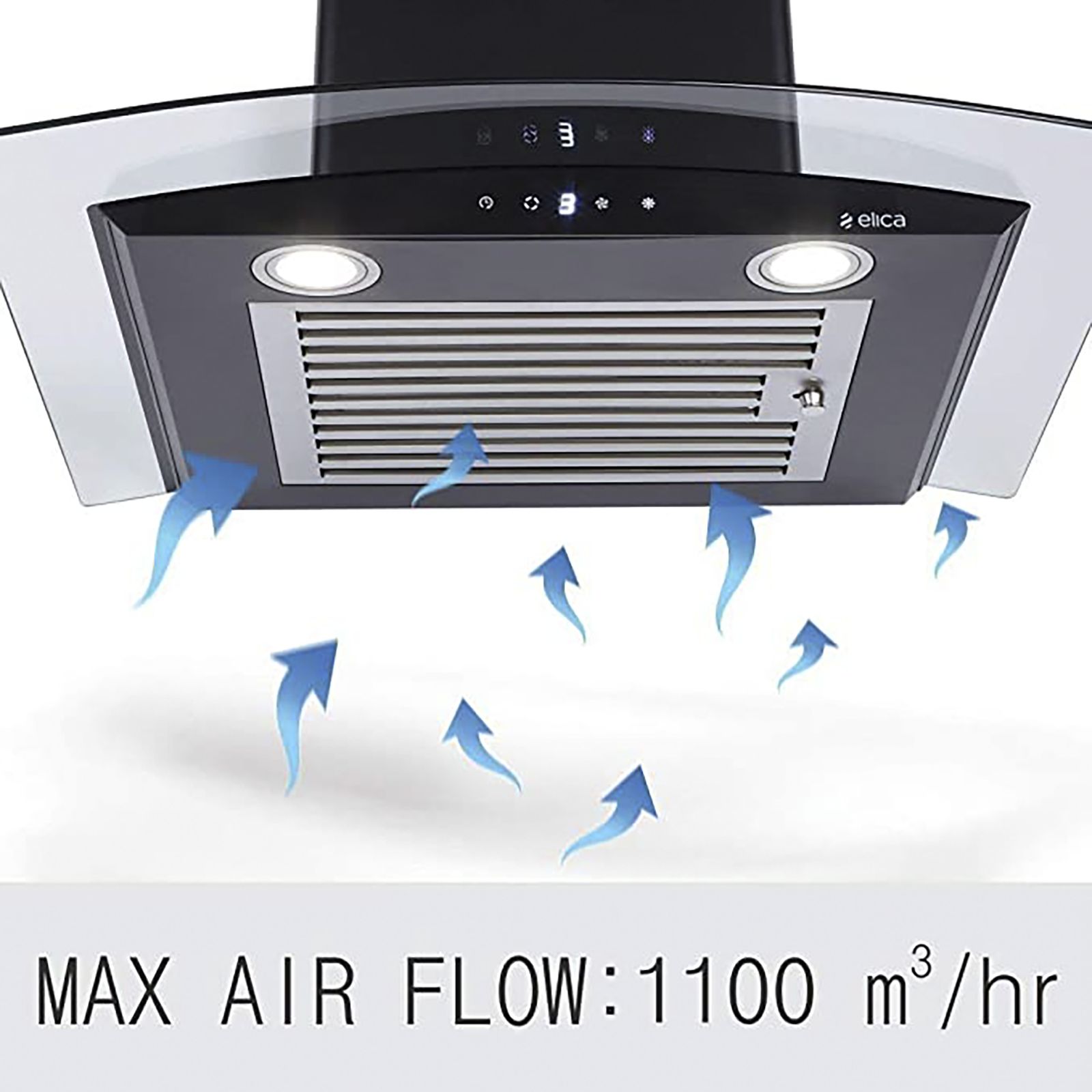 elica ESCG BF 60 NERO 60cm 1100m3/hr Ducted Wall Mounted Chimney with Push Button Control (Black)_8