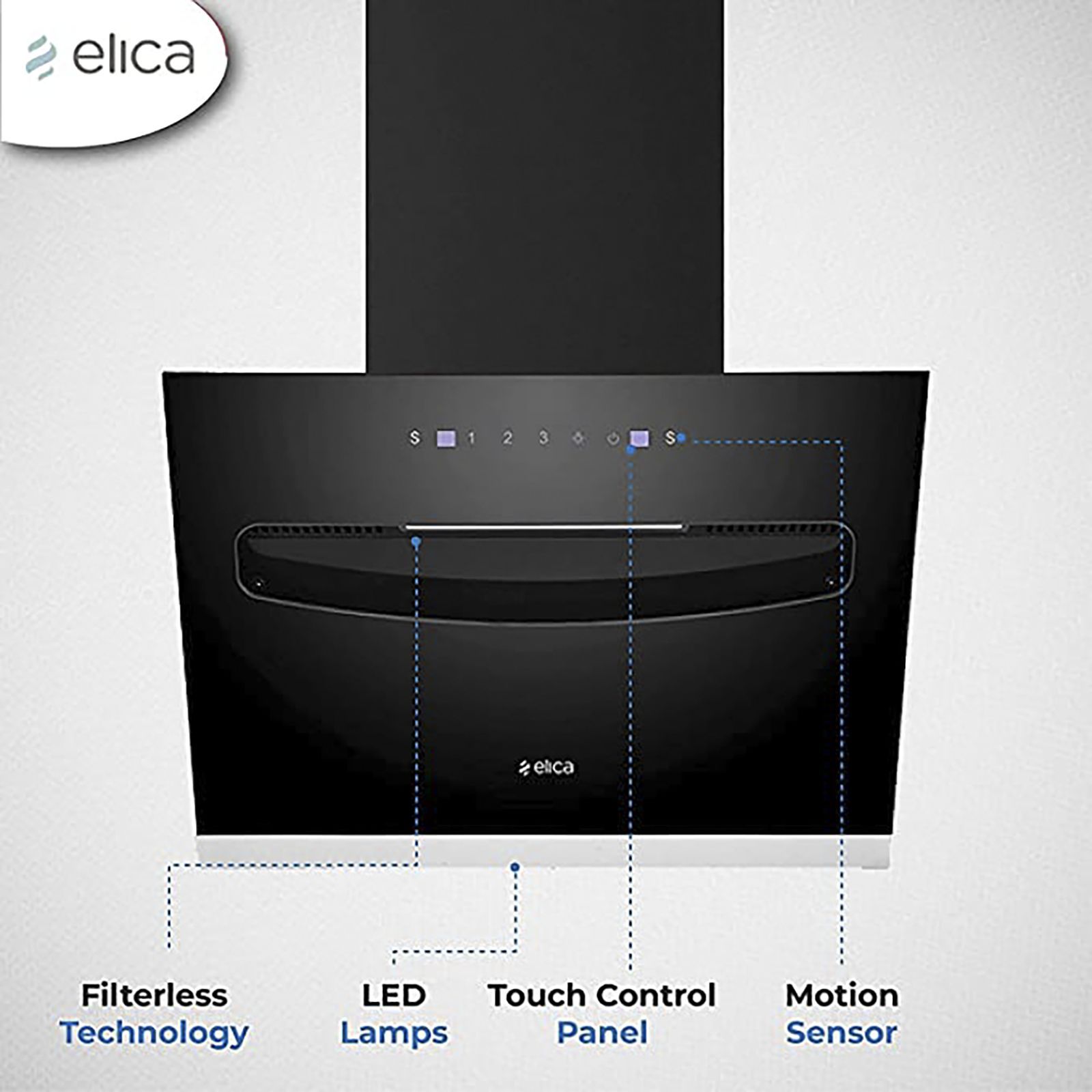 elica EFL S 607 VMS 60cm 1200m3/hr Ducted Auto Clean Wall Mounted Chimney with Touch Control Panel (Black)_6