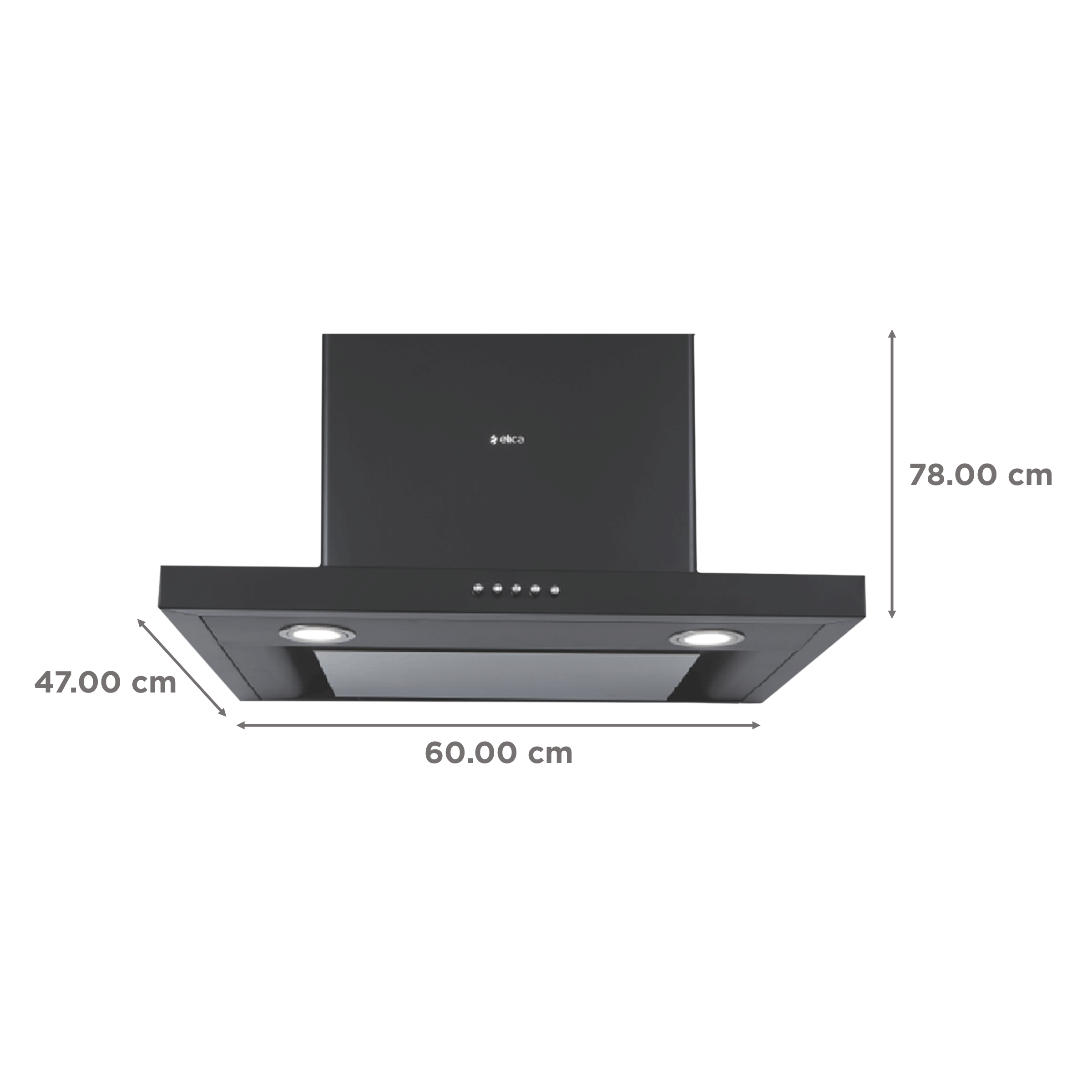 elica SPOT H4 EDS HE LTW 60 NERO PB 60cm 1010m3/hr Ducted Wall Mounted Chimney with Push Button Control (Black)_2