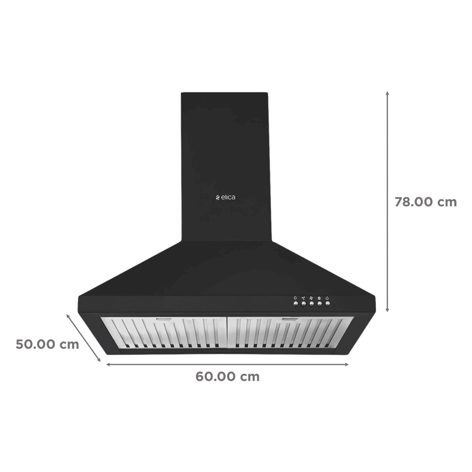 elica AH 260 BF NERO 60cm 1100m3/hr Ducted Wall Mounted Chimney with Push Button Control (Black)_2