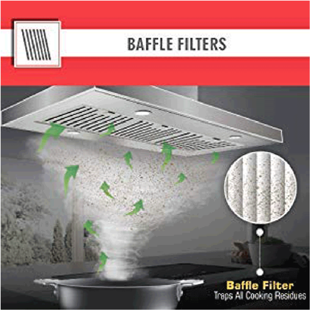 elica AH 260 BF NERO 60cm 1100m3/hr Ducted Wall Mounted Chimney with Push Button Control (Black)_4