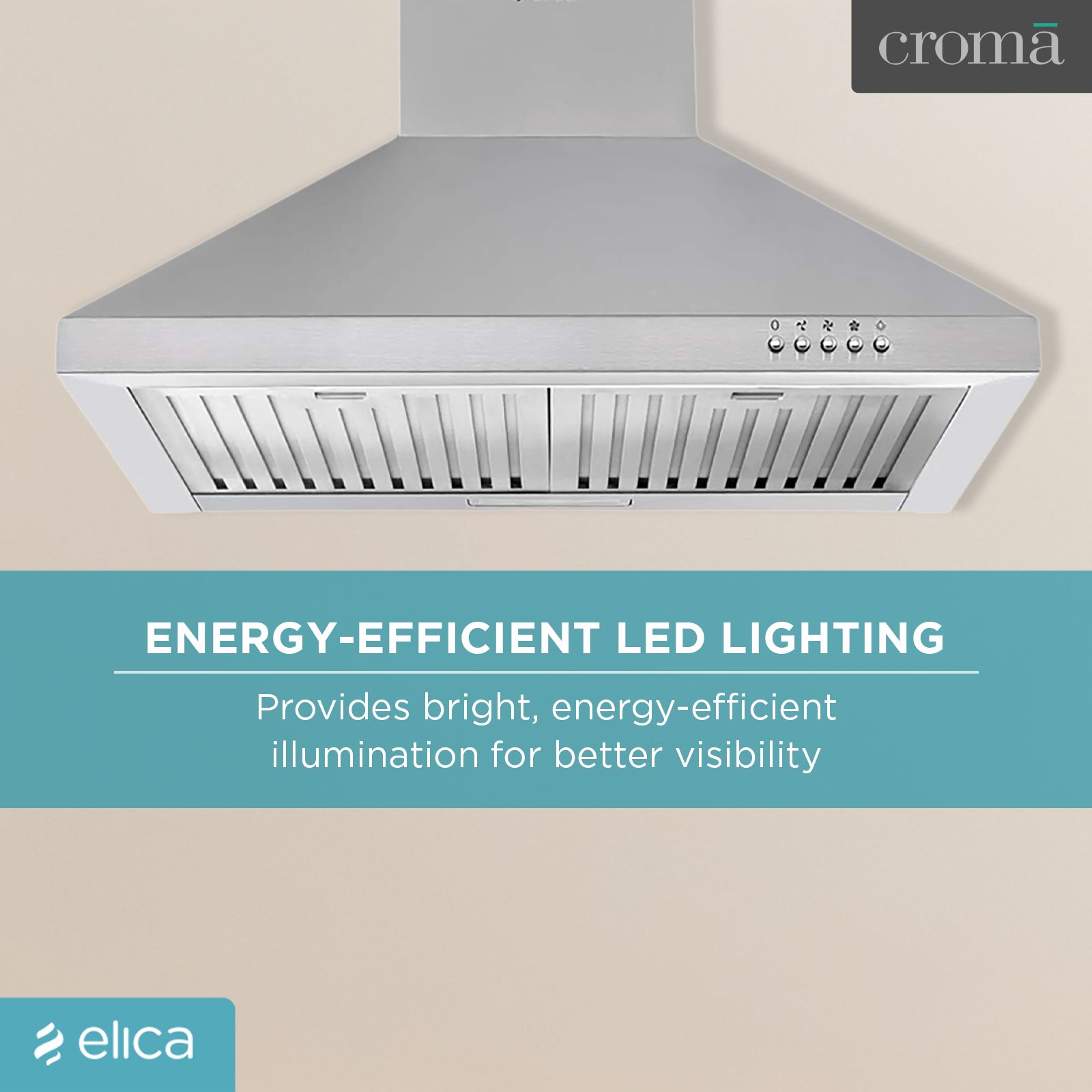 elica AH 260 BF SS 60cm 1100m3/hr Ducted Wall Mounted Chimney with Push Button Control (Silver)_8