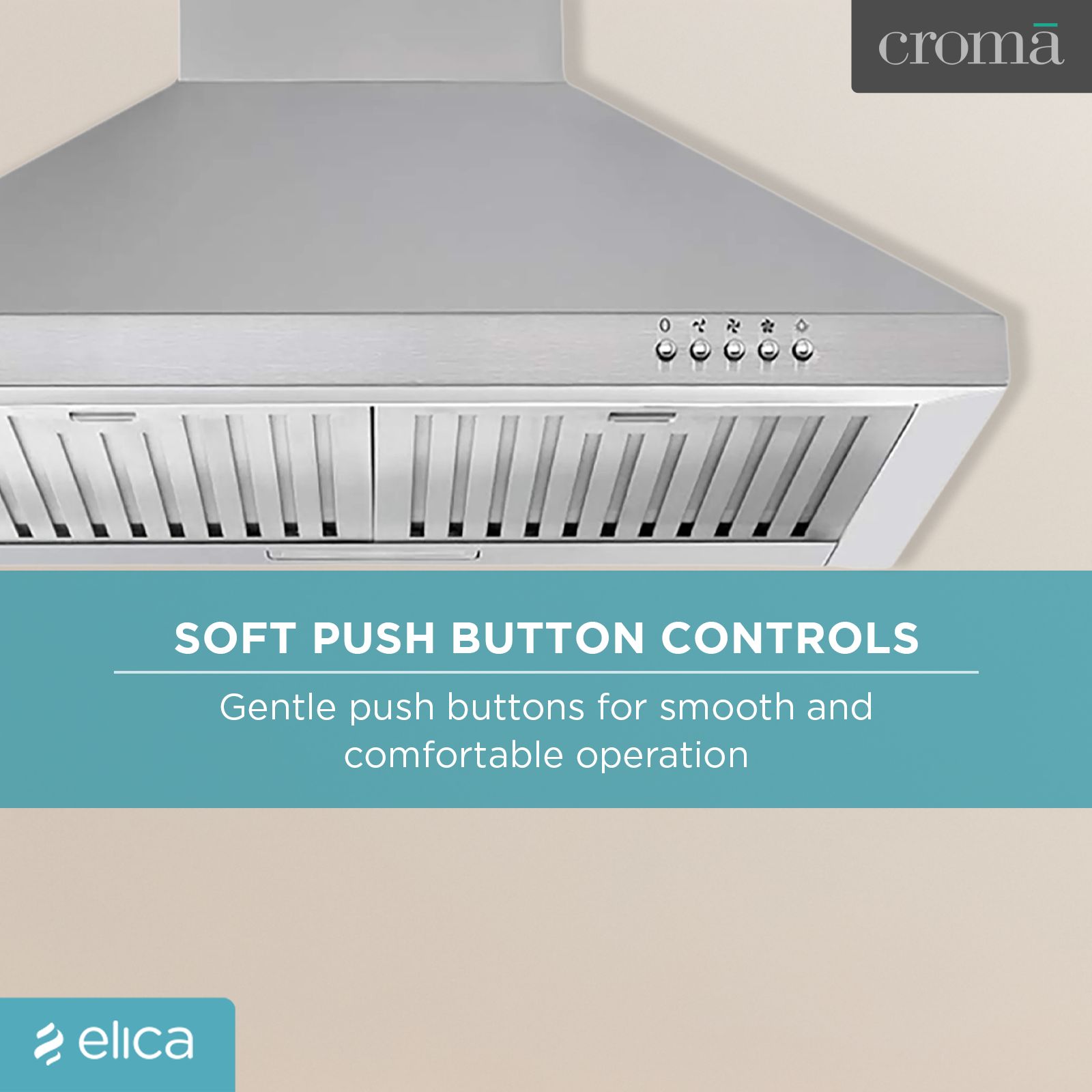 elica AH 260 BF SS 60cm 1100m3/hr Ducted Wall Mounted Chimney with Push Button Control (Silver)_9