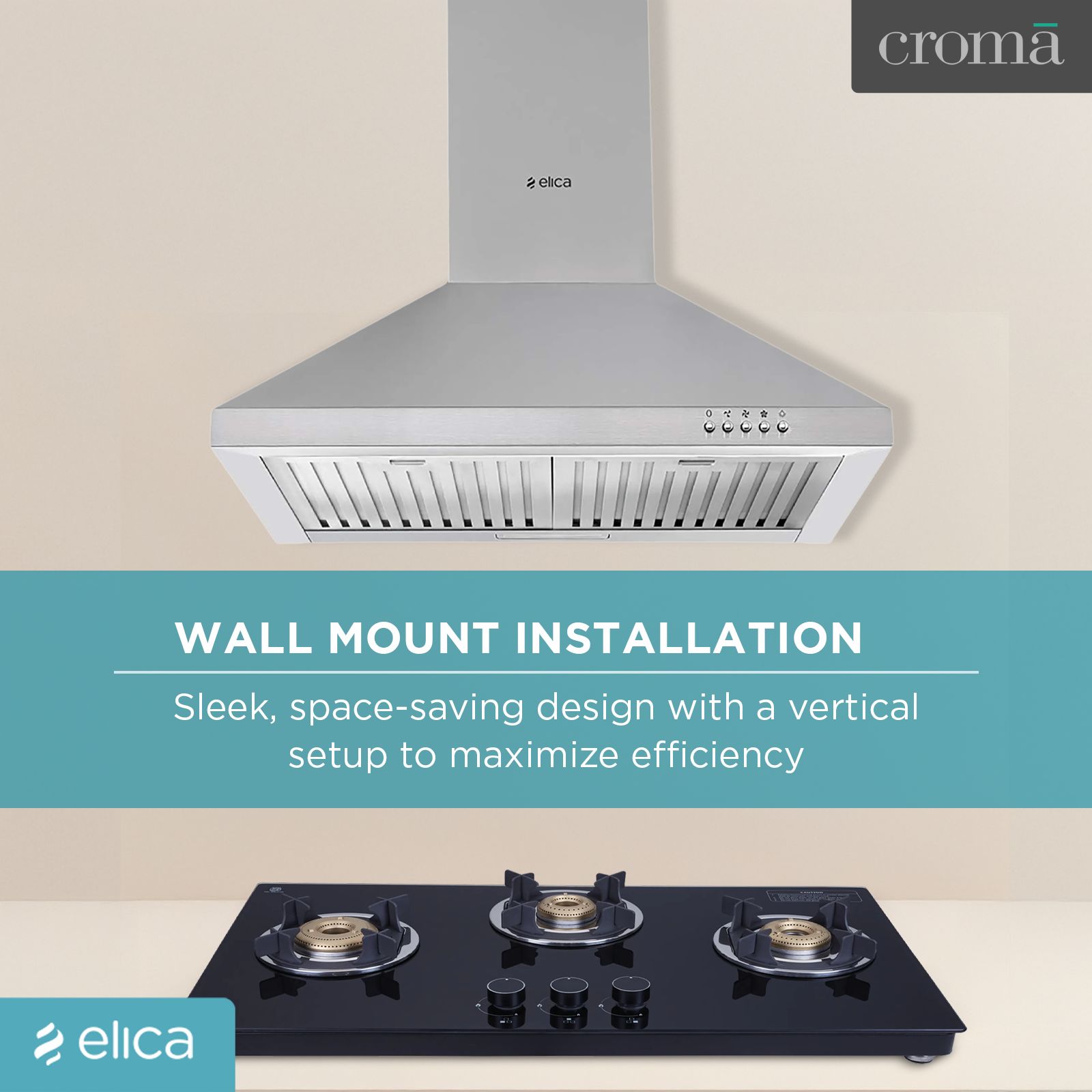 elica AH 260 BF SS 60cm 1100m3/hr Ducted Wall Mounted Chimney with Push Button Control (Silver)_10