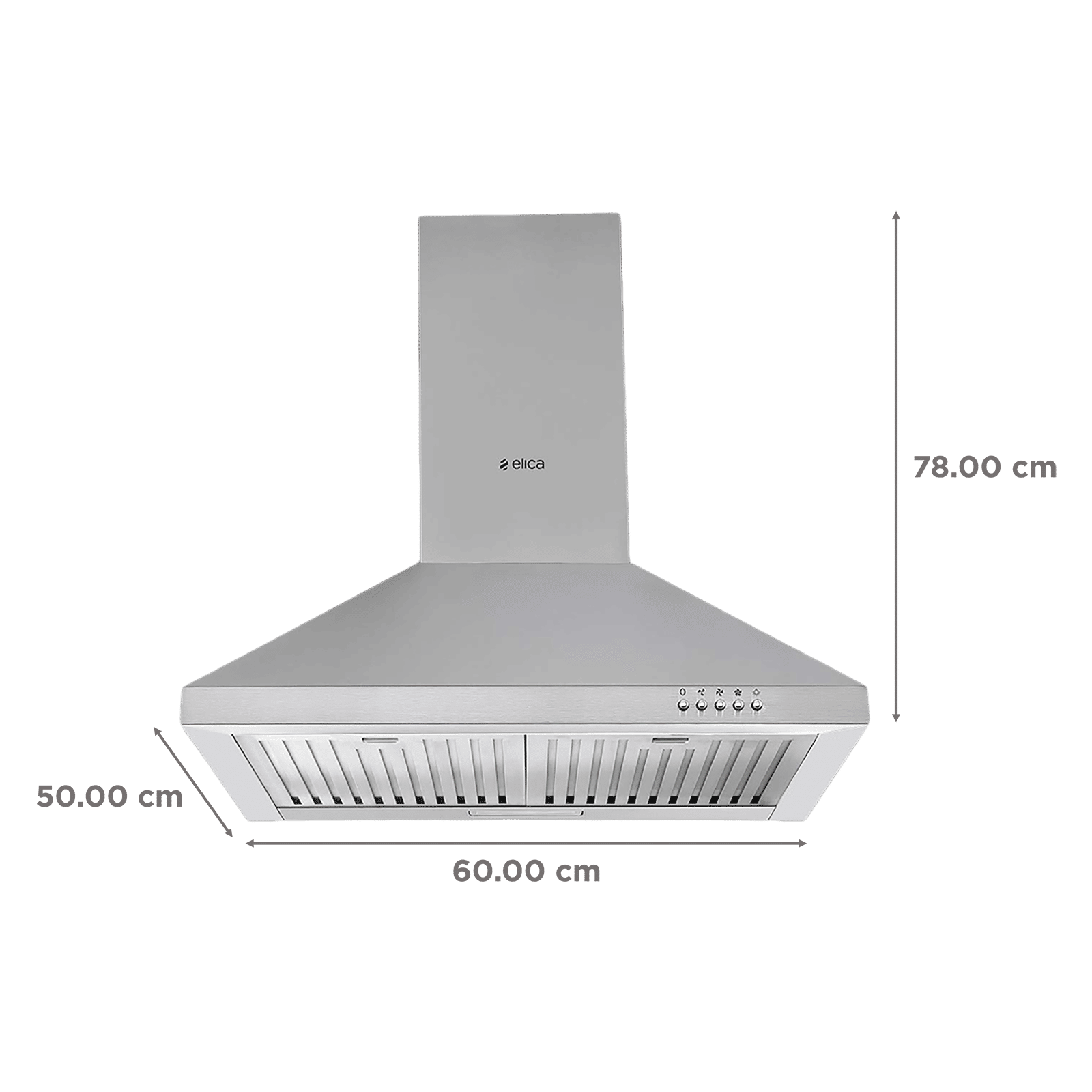 elica AH 260 BF SS 60cm 1100m3/hr Ducted Wall Mounted Chimney with Push Button Control (Silver)_2