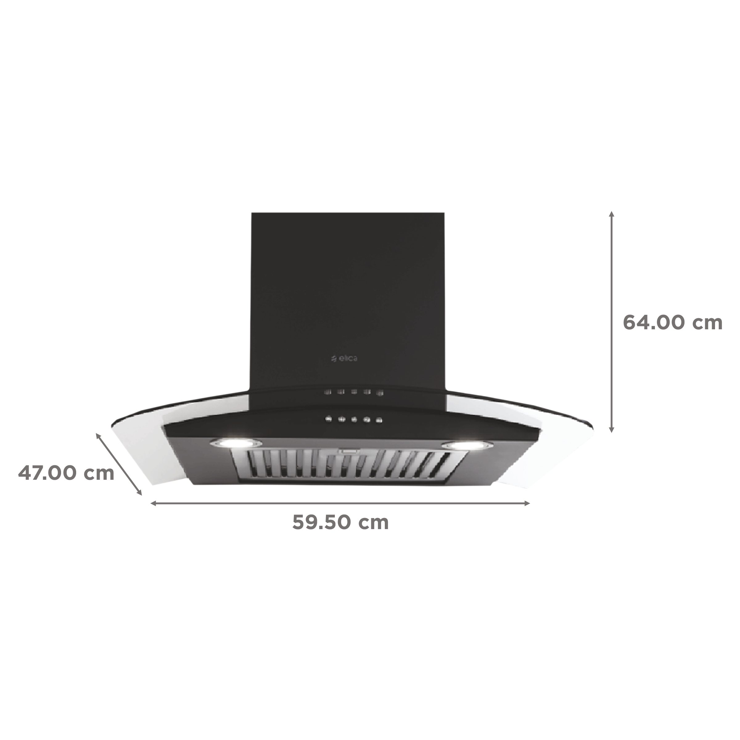 elica GLACE SF ETB PLUS LTW 60 NERO PB LED 60cm 1220m3/hr Ducted Wall Mounted Chimney with Push Button Control (Black)_2