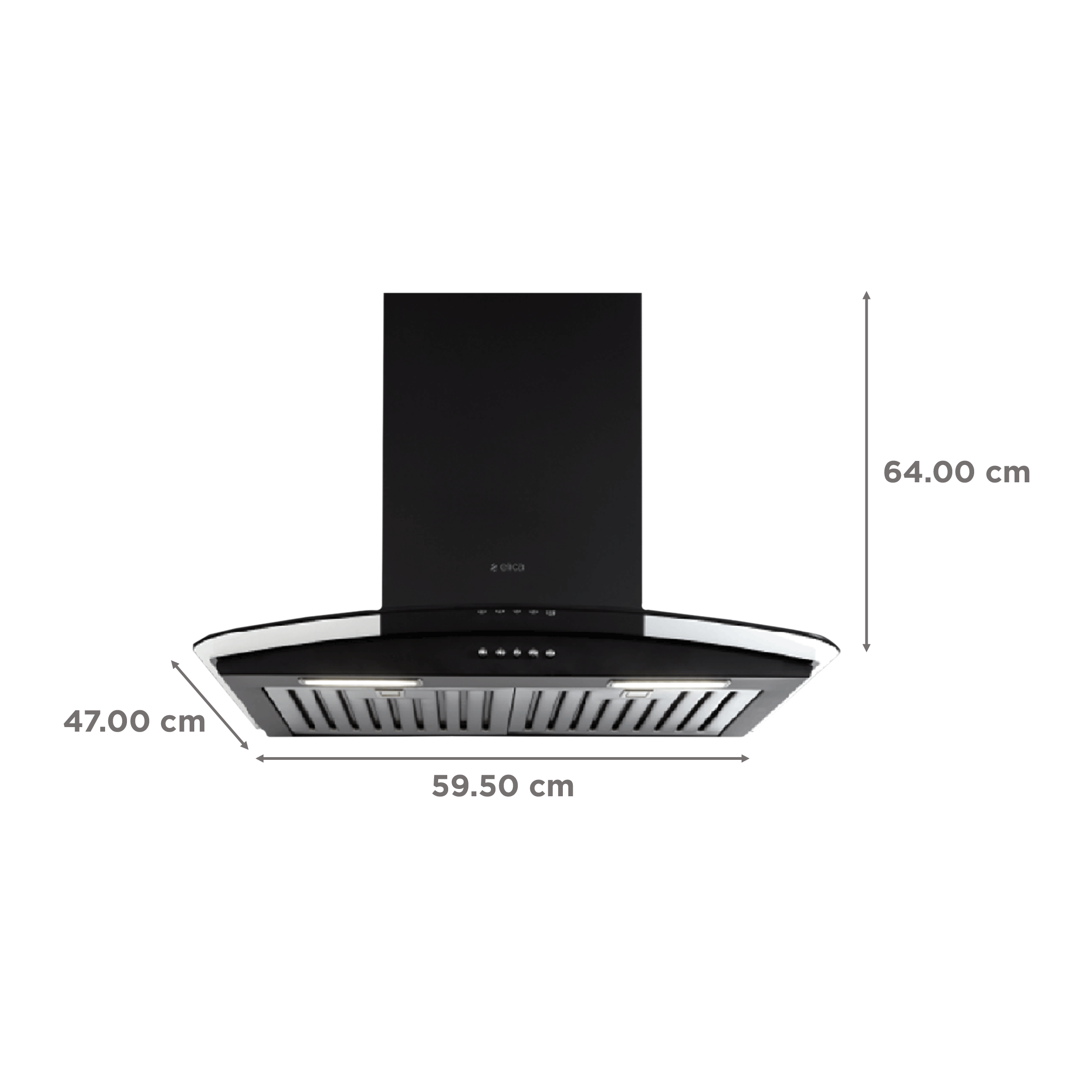 elica GLACE TF ETB PLUS LTW 60 NERO PB LED 60cm 1220m3/hr Ducted Wall Mounted Chimney with Push Button Control (Black)_2