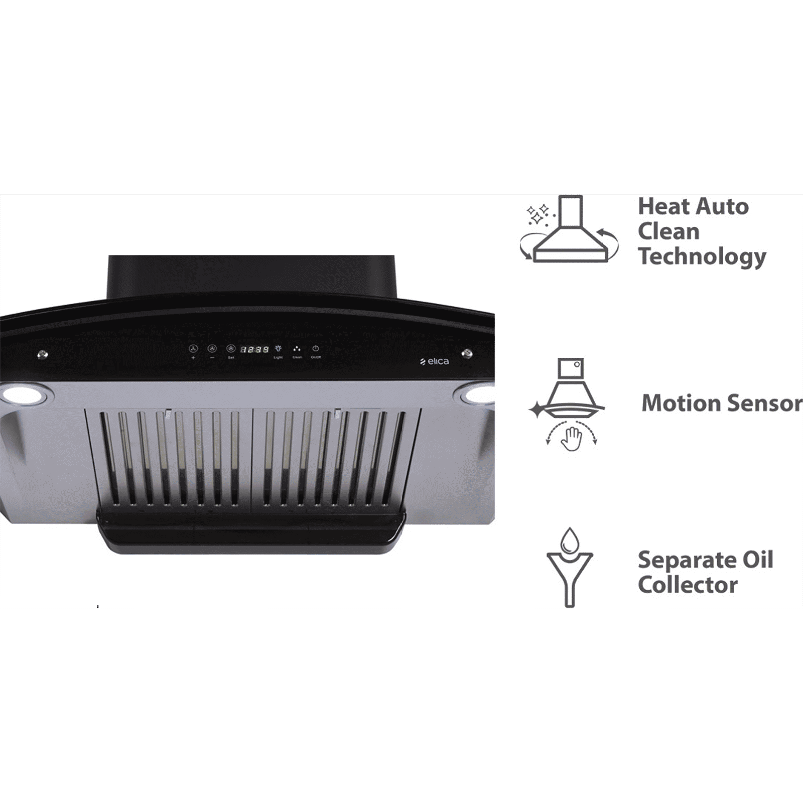 elica WD HAC TOUCH BF 90 NERO 90cm 1200m3/hr Ductless Auto Clean Wall Mounted Chimney with Motion Sensing Technology (Silver)_18