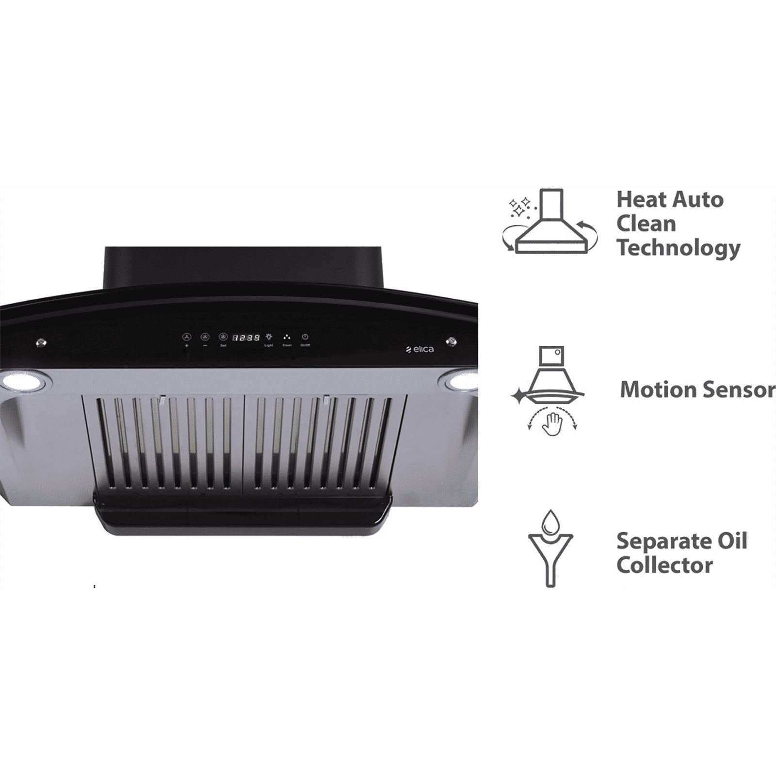 elica WD HAC TOUCH BF 90 MS NERO 90cm 1200m3/hr Ductless Auto Clean Wall Mounted Chimney with Motion Sensing Technology (Grey)_21