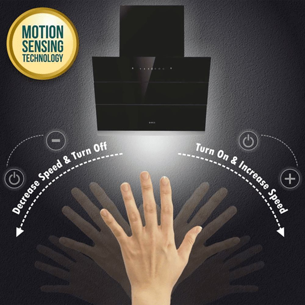 elica EFL S 601 HAC VMS 60cm 1100m3/hr Ducted Auto Clean Wall Mounted Chimney with Touch Control Panel (Black)_6