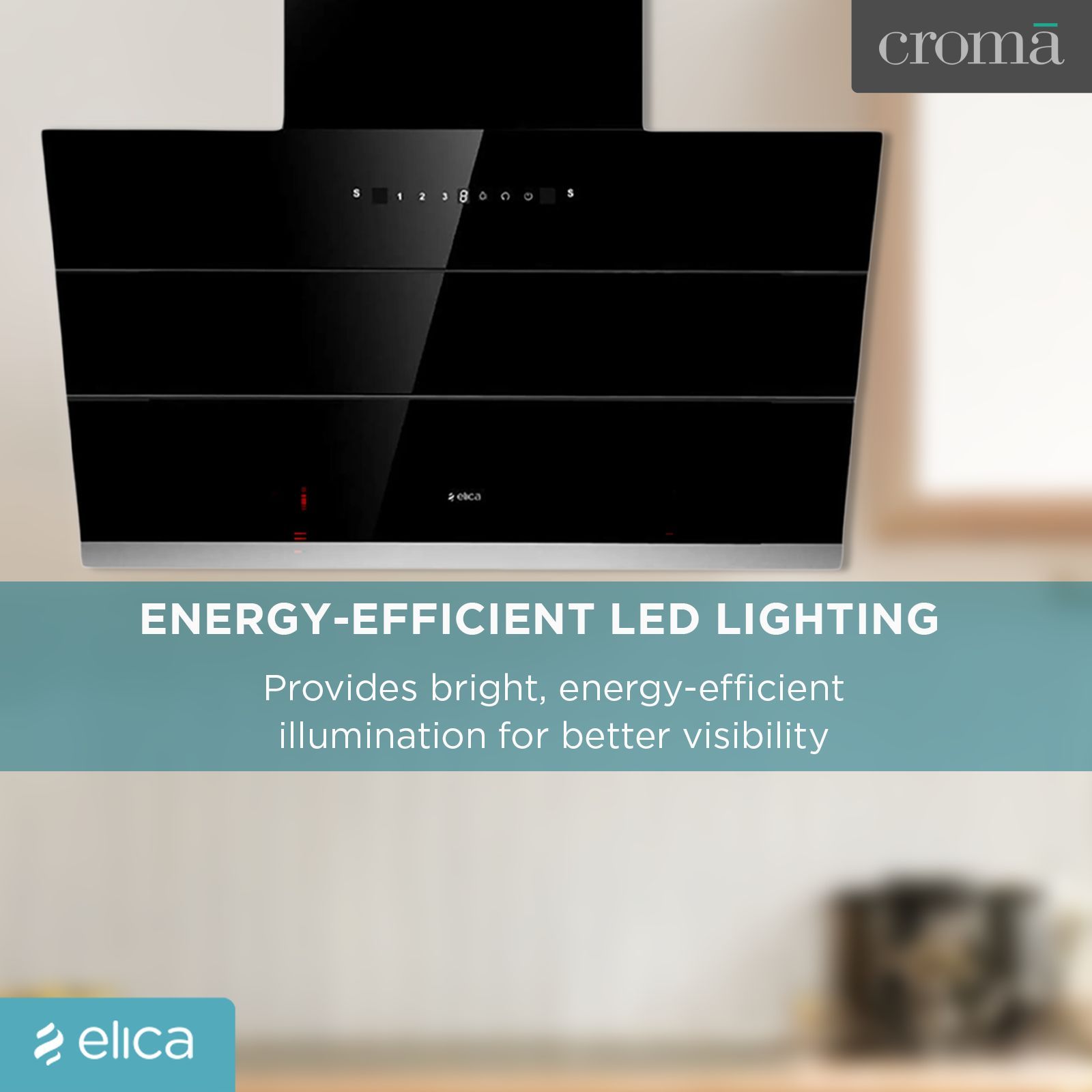 elica EFL S 901 HAC VMS 90cm 1100m3/hr Ductless Auto Clean Wall Mounted Chimney with Motion Sensing Technology (Black)_12