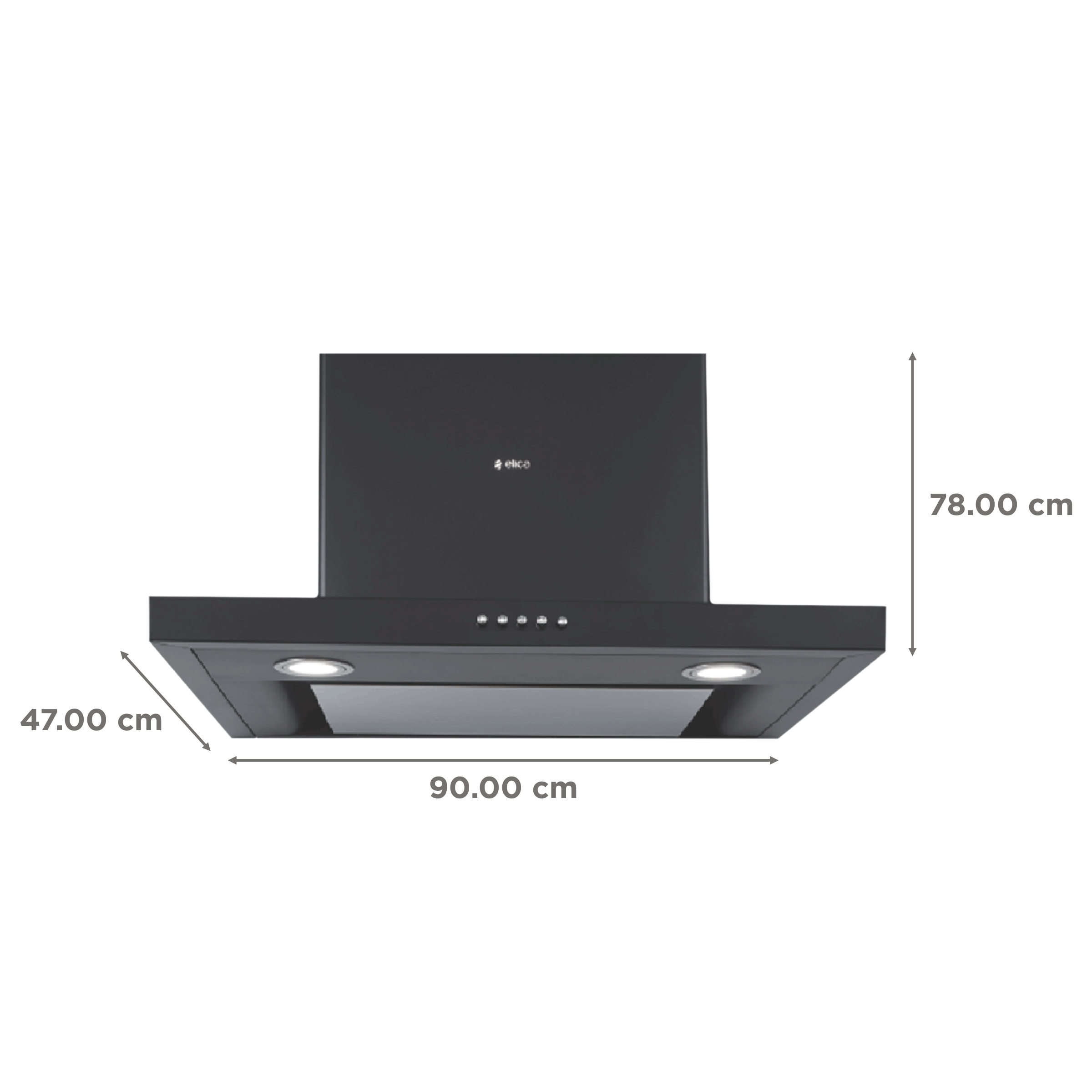 elica SPOT H4 EDS HE LTW NERO PB 90cm 1220m3/hr Ducted Wall Mounted Chimney with Push Button Control (Black)_2