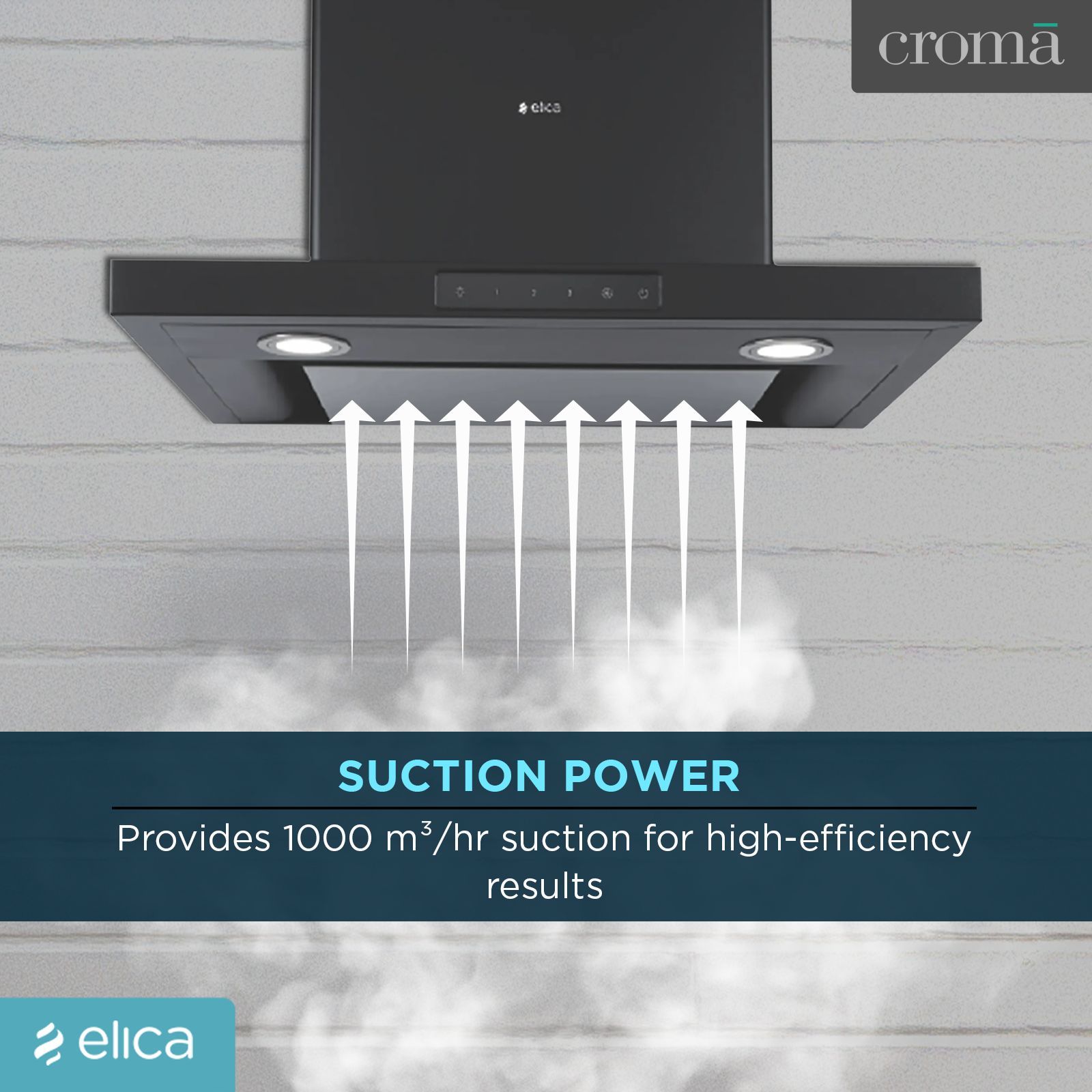 elica SPOT H4 TRIM EDS HE LTW NERO T4V 60cm 1000m3/hr Ducted Wall Mounted Chimney with Touch Control (Black)_6