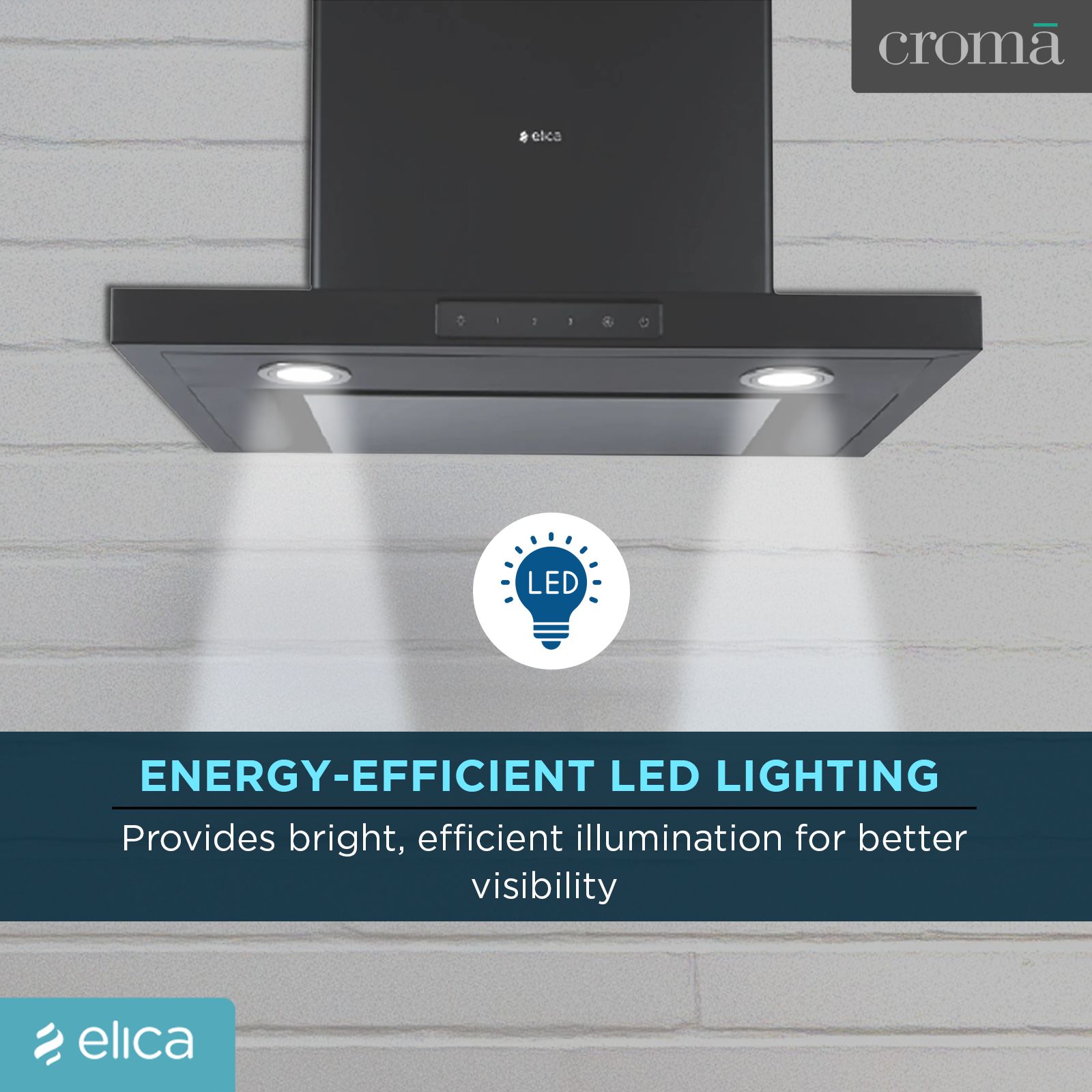 elica SPOT H4 TRIM EDS HE LTW NERO T4V 60cm 1000m3/hr Ducted Wall Mounted Chimney with Touch Control (Black)_7