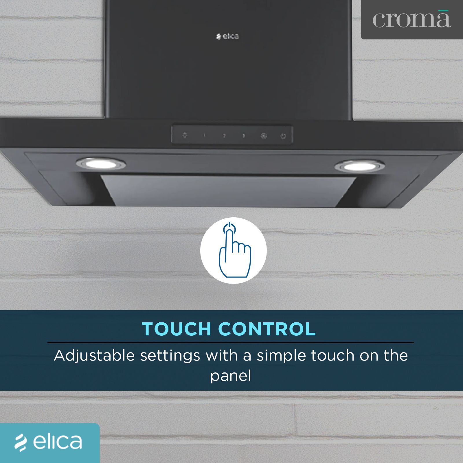 elica SPOT H4 TRIM EDS HE LTW NERO T4V 60cm 1000m3/hr Ducted Wall Mounted Chimney with Touch Control (Black)_8