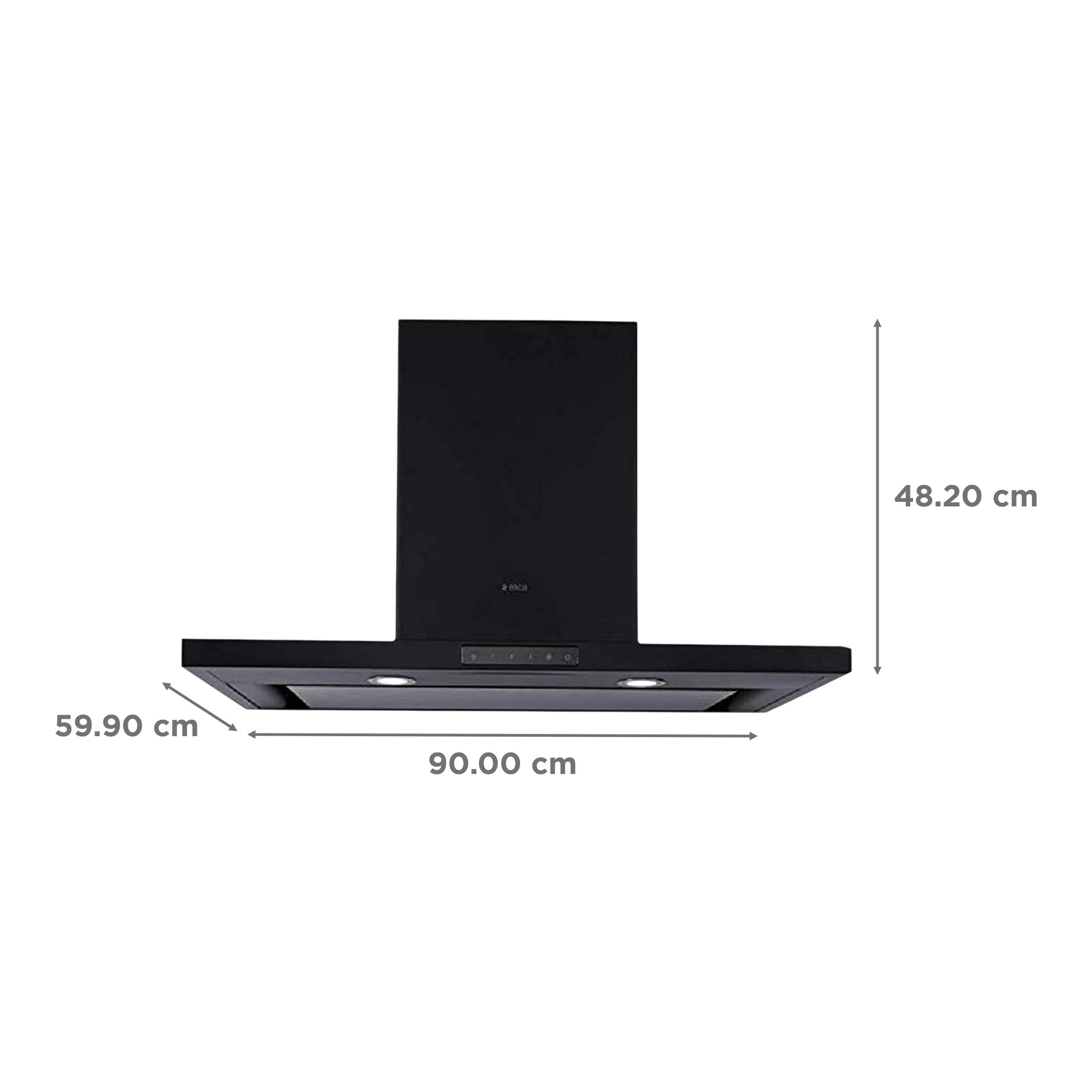 elica SPOT H4 TRIM EDS HE LTW 90 NERO T4V 90cm 1010m3/hr Ducted Wall Mounted Chimney with Touch Control (Black)_2