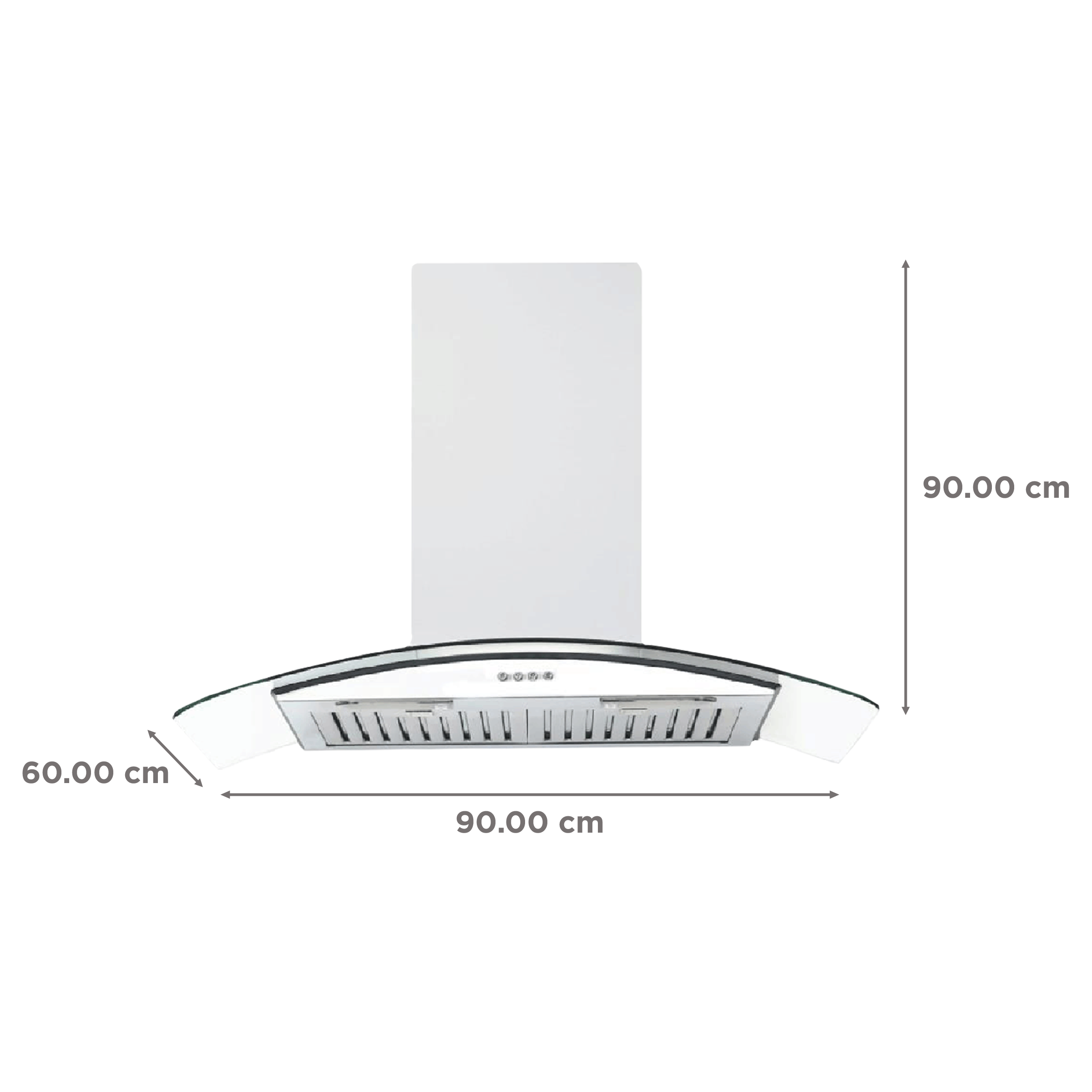 elica GLACE ISLAND ETB PLUS LTW 90 PB LED 90cm 1220m3/hr Ductless Wall Mounted Chimney with Push Button Control (Silver)_2
