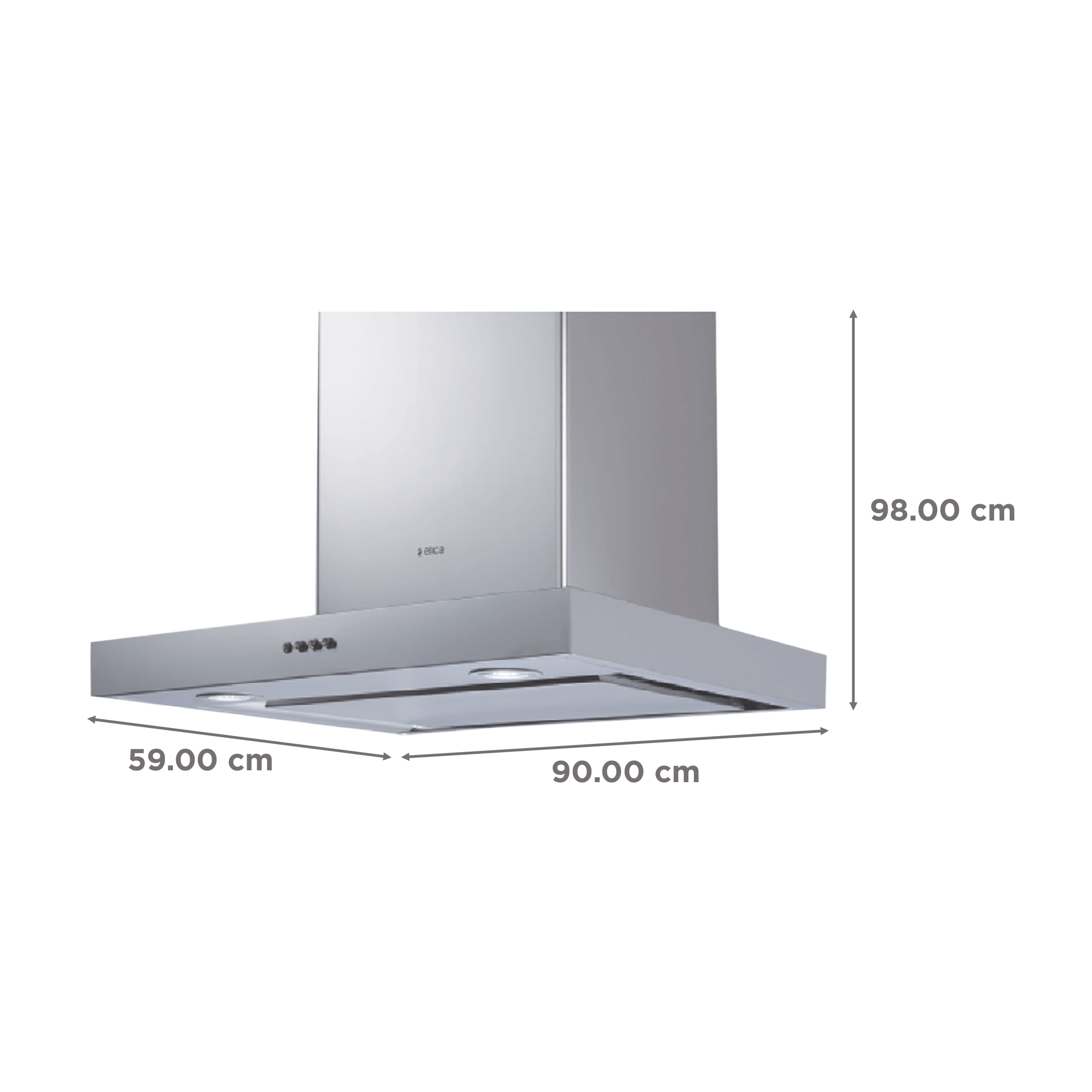 elica SPOT NG ISLAND ETB PLUS 90 NERO PB LED 90cm 1220m3/hr Ducted Wall Mounted Chimney with Push Button Control (Black)_2