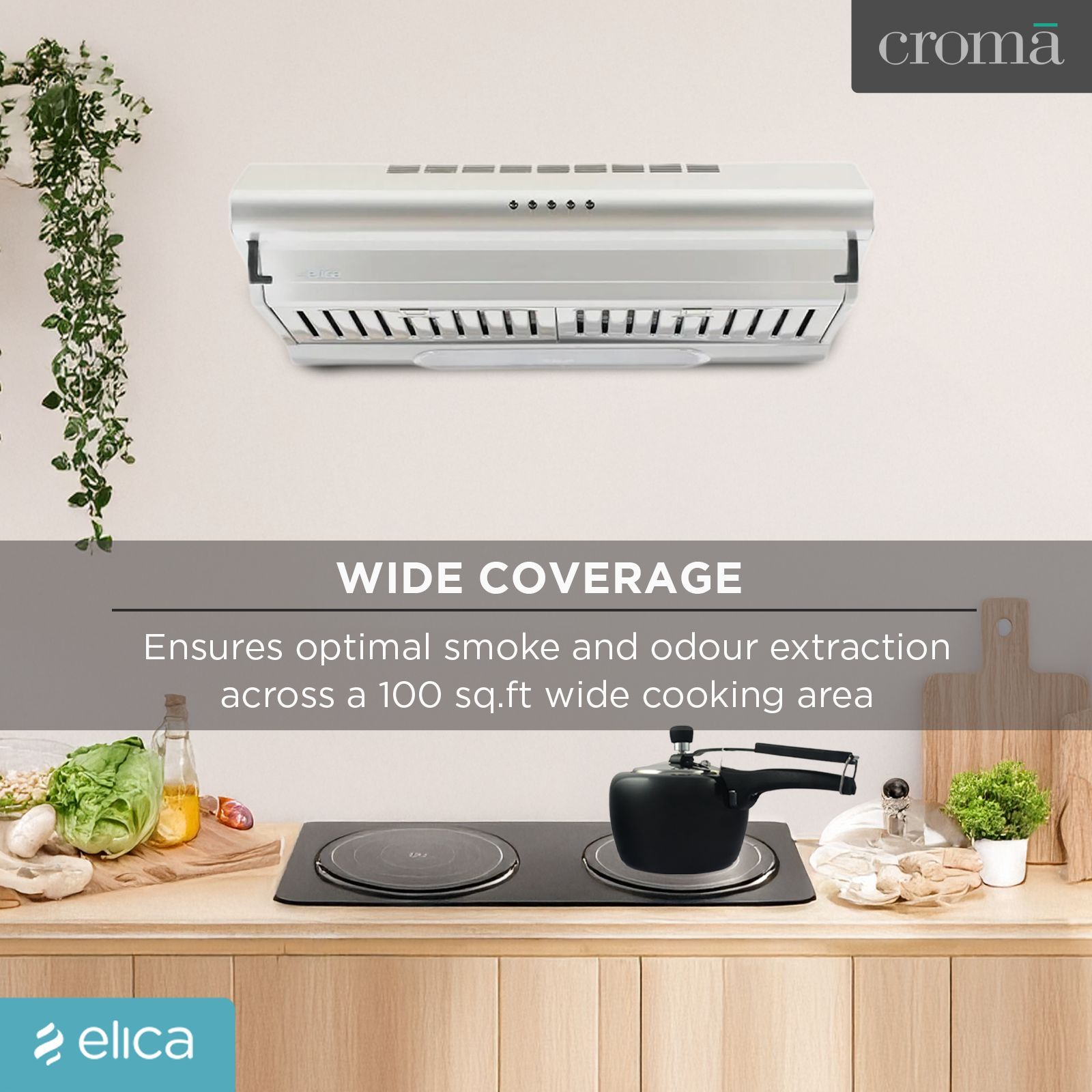 elica FS 301 SS LTW 60cm 710m3/hr Ducted Wall Mounted Chimney with Push Button Control (Silver)_9