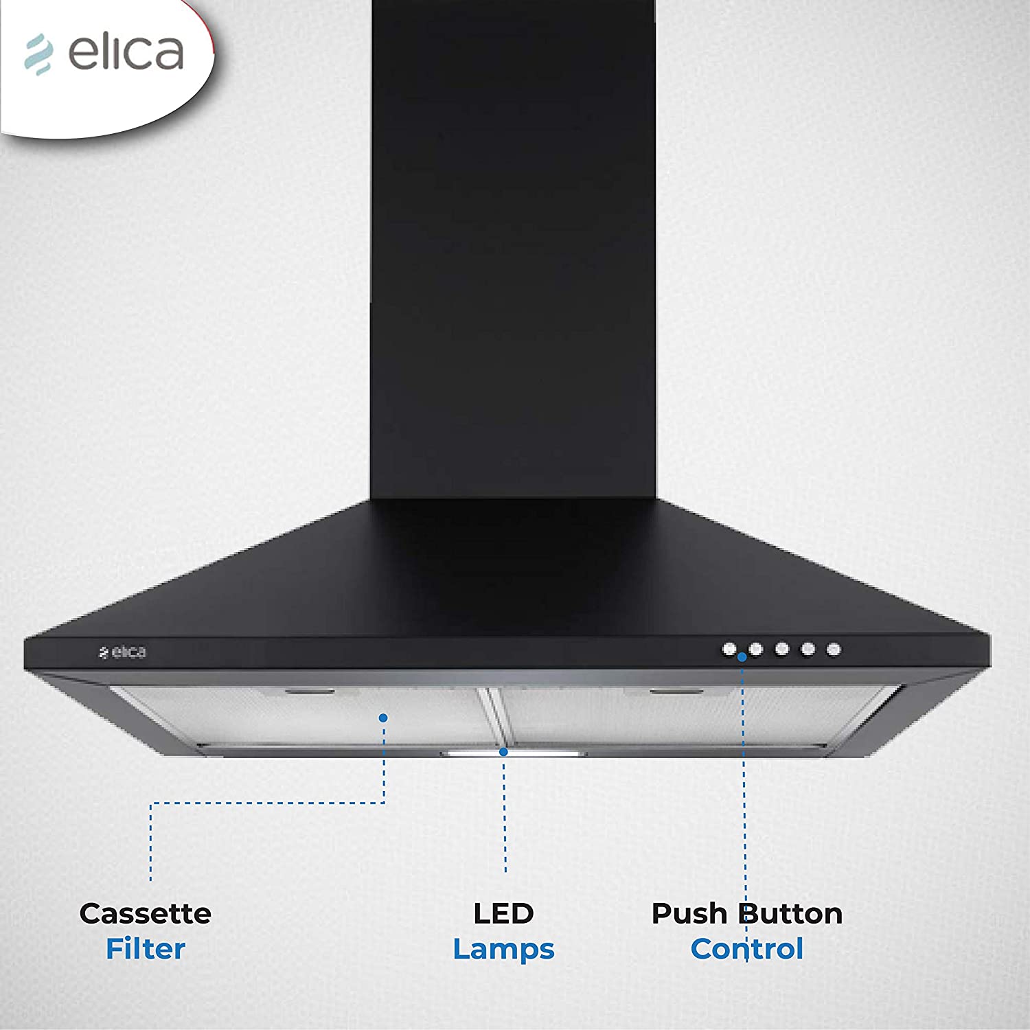 elica STRIP CF 60 NERO 60cm 880m3/hr Ducted Wall Mounted Chimney with Push Button Control (Black)_8