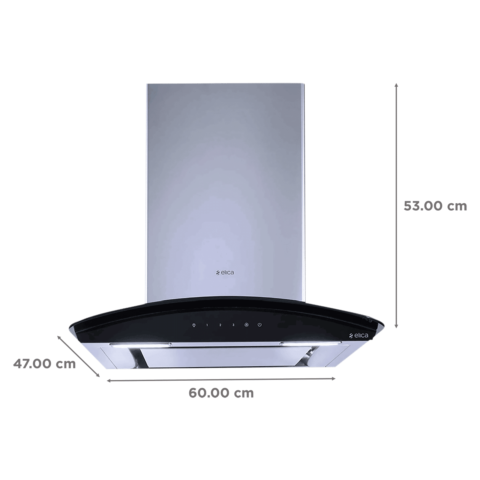elica GLACE EDS HE LTW 60 BK NERO T4V LED 60cm 1010m3/hr Ducted Wall Mounted Chimney with Touch Control Panel (Silver)_2