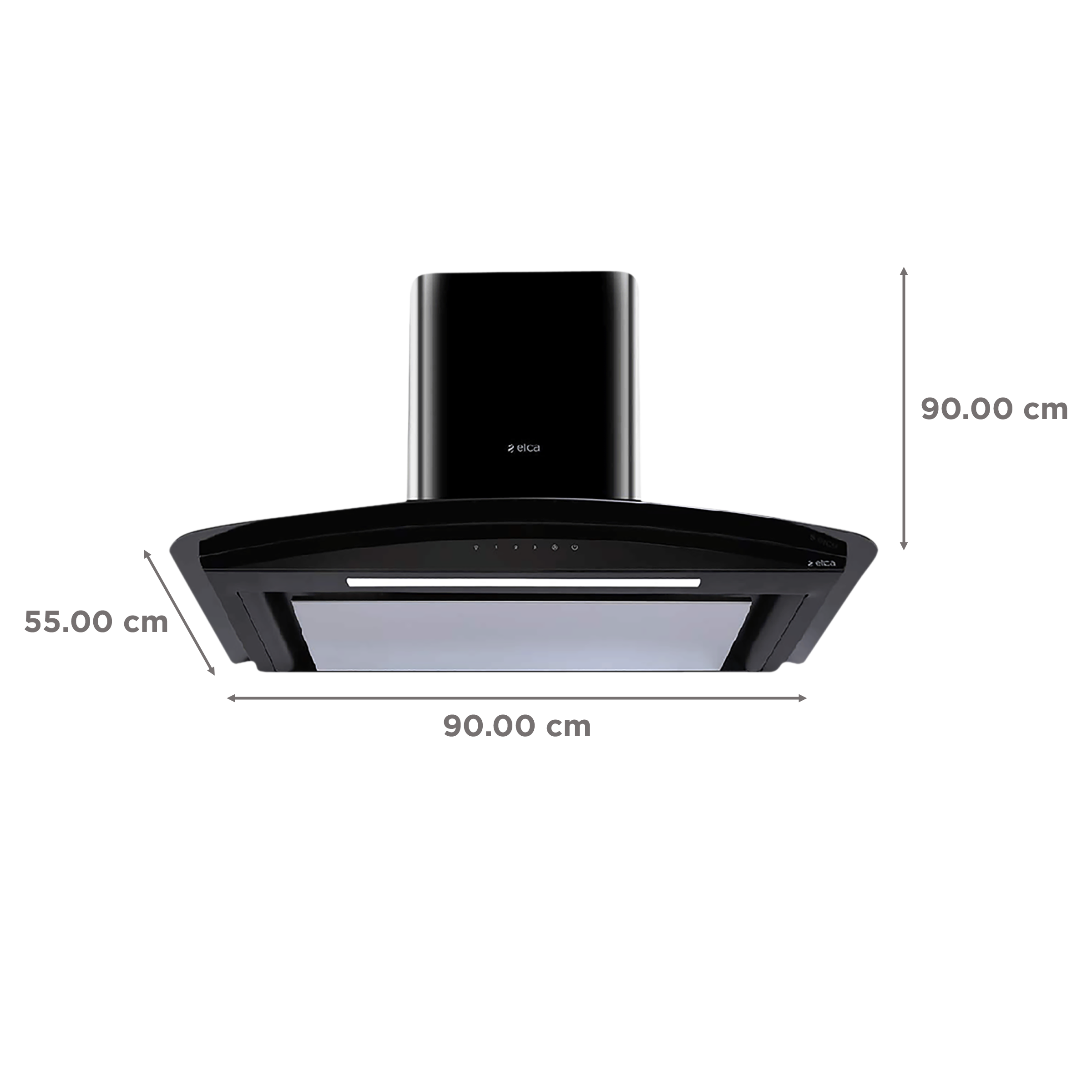 elica GLACE EDS HE LTW 90 BK NERO T4V LED S 90cm 1010m3/hr Ductless Wall Mounted Chimney with Touch Control Panel (Black)_2
