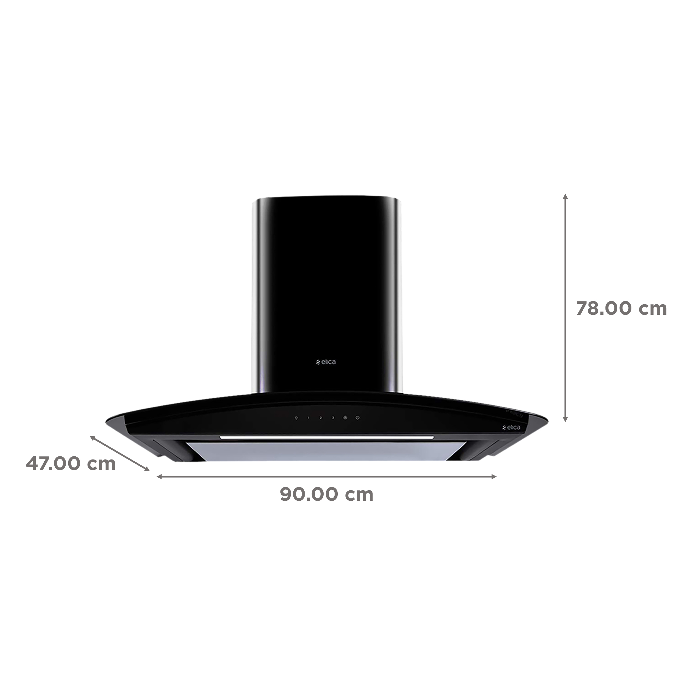elica GLACE EDS HE LTW 90 BK T4V LED 90cm 1010m3/hr Ducted Wall Mounted Chimney with Touch Control Panel (Silver) elica GLACE EDS HE LTW 90 BK T4V LED 90cm 1010m3/hr Ducted Wall Mounted Chimney with Touch Control Panel (Silver)_2