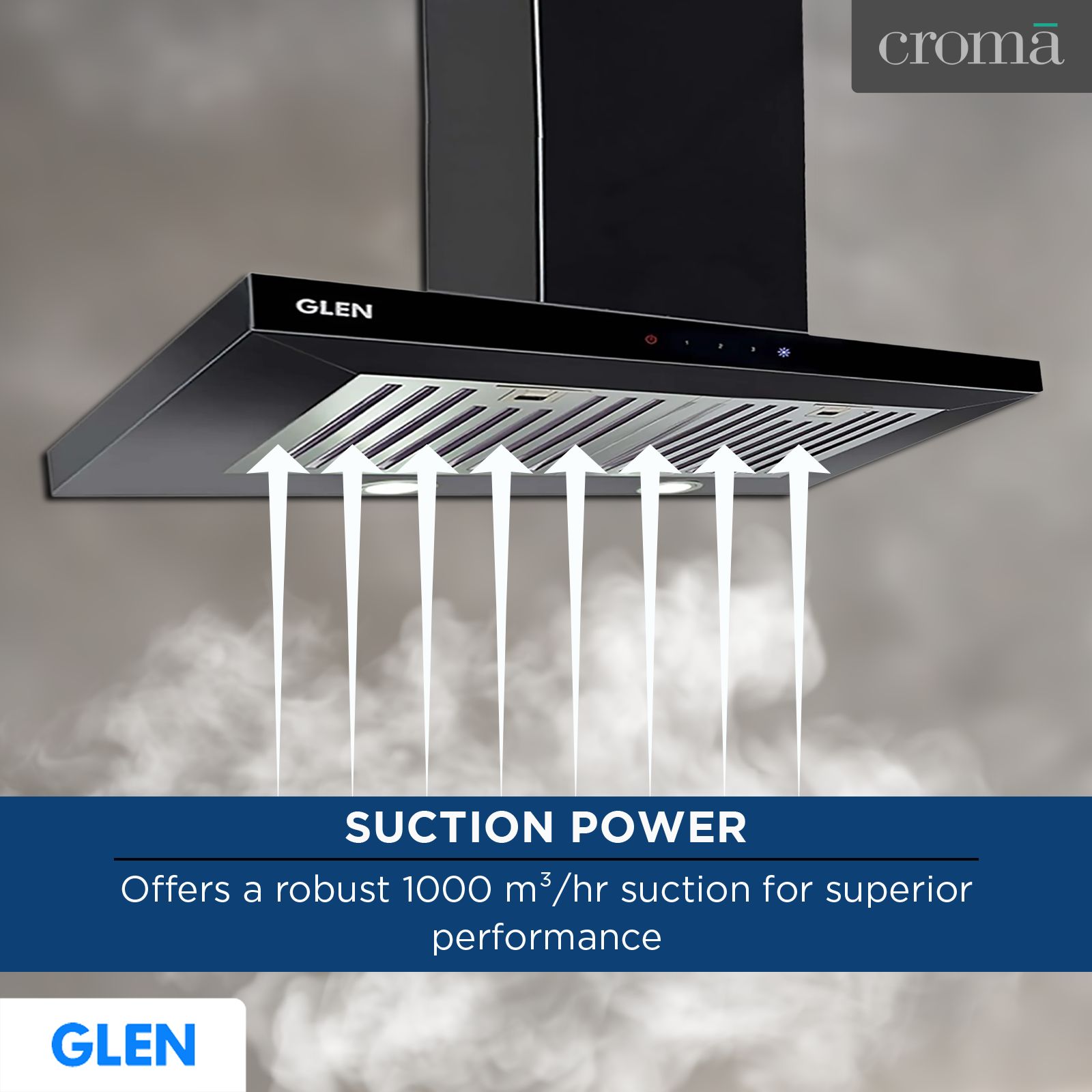 GLEN 6056 SX TS 60cm 1000m3/hr Ducted Wall Mounted Chimney with Touch Control Panel (Black) GLEN 6056 SX TS 60cm 1000m3/hr Ducted Wall Mounted Chimney with Touch Control Panel (Black)_10