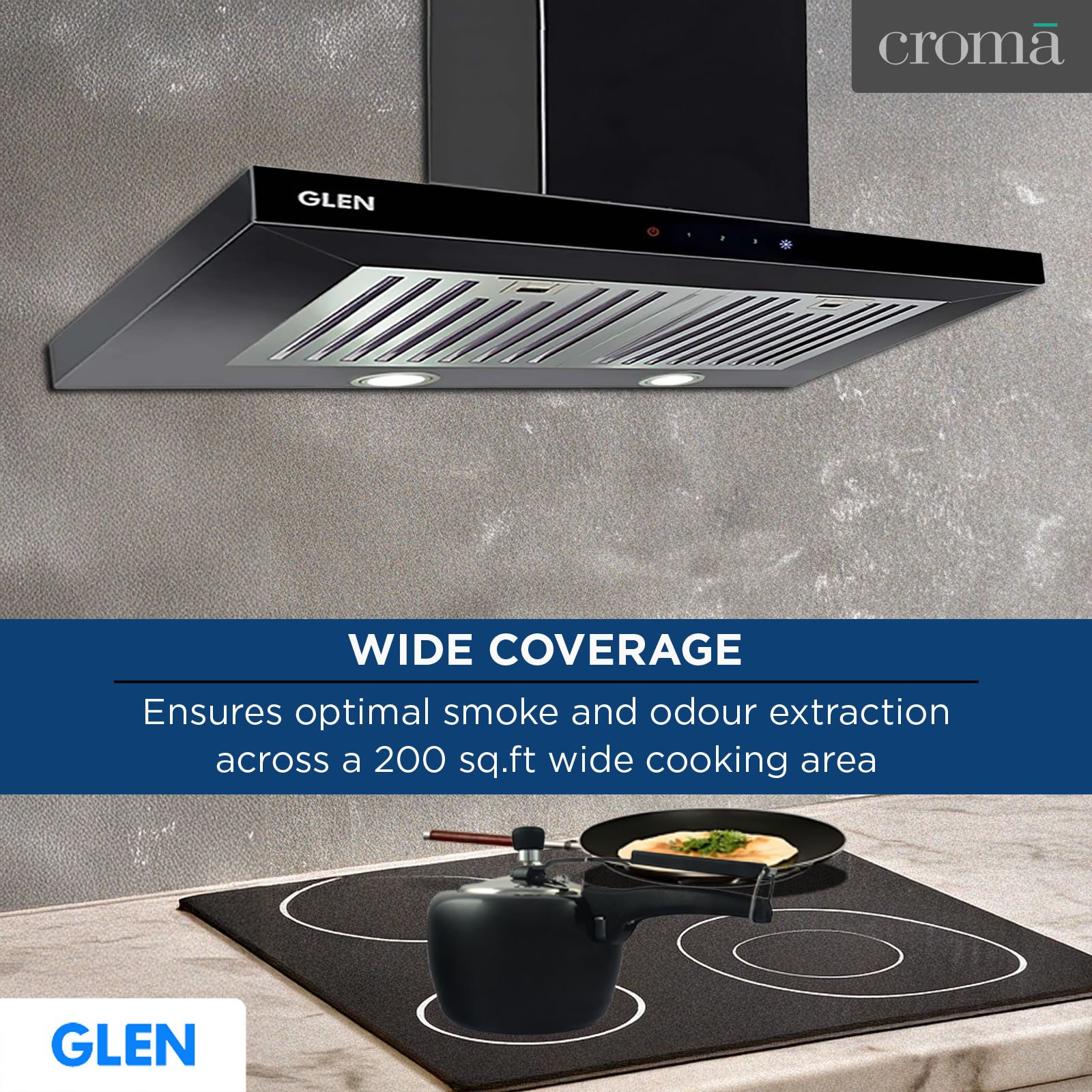 GLEN 6056 SX TS 60cm 1000m3/hr Ducted Wall Mounted Chimney with Touch Control Panel (Black) GLEN 6056 SX TS 60cm 1000m3/hr Ducted Wall Mounted Chimney with Touch Control Panel (Black)_14