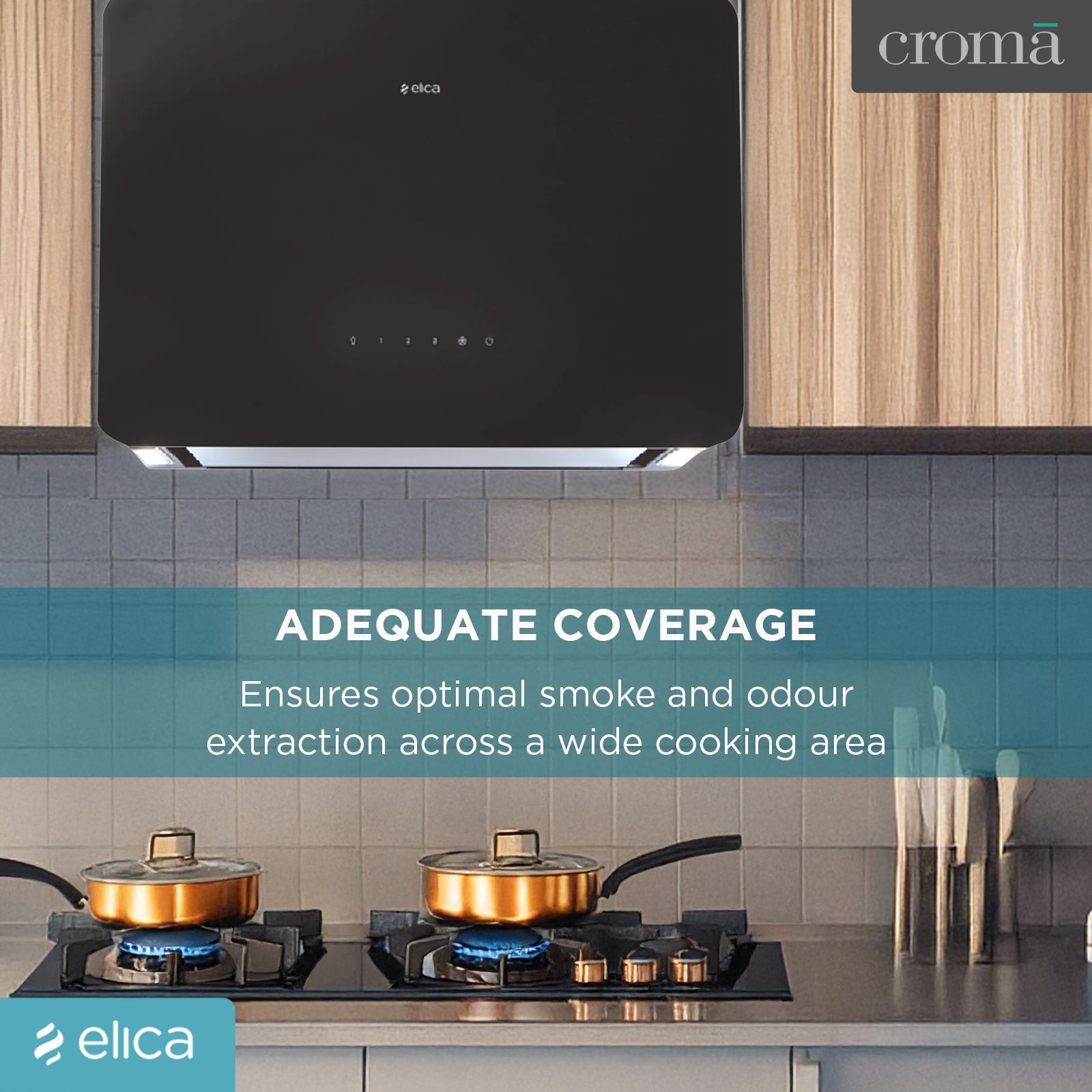 elica KITTY SLIM EDS HE LTW 60 T4V LED 60cm Ducted Wall Mounted Chimney with Touch Control Panel (Black)_6