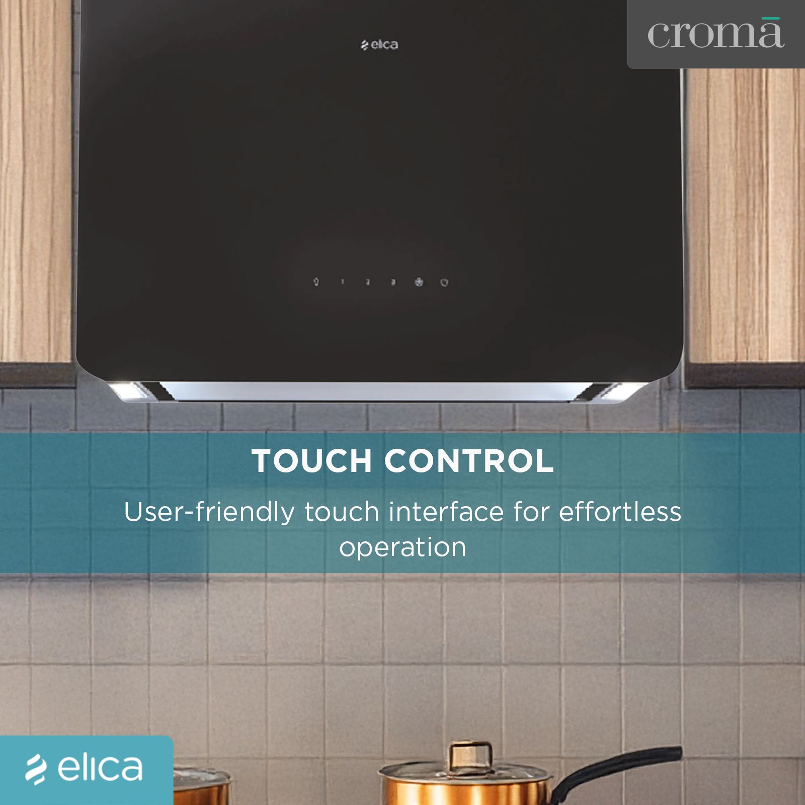 elica KITTY SLIM EDS HE LTW 60 T4V LED 60cm Ducted Wall Mounted Chimney with Touch Control Panel (Black)_9
