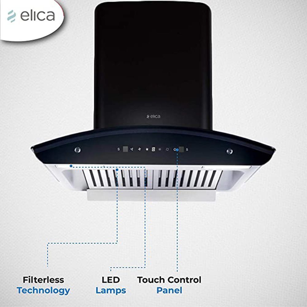 elica WD TBF HAC 60 MS NERO 60cm 1425m3/hr Ducted Auto Clean Wall Mounted Chimney with Touch Control Panel (Black)_10