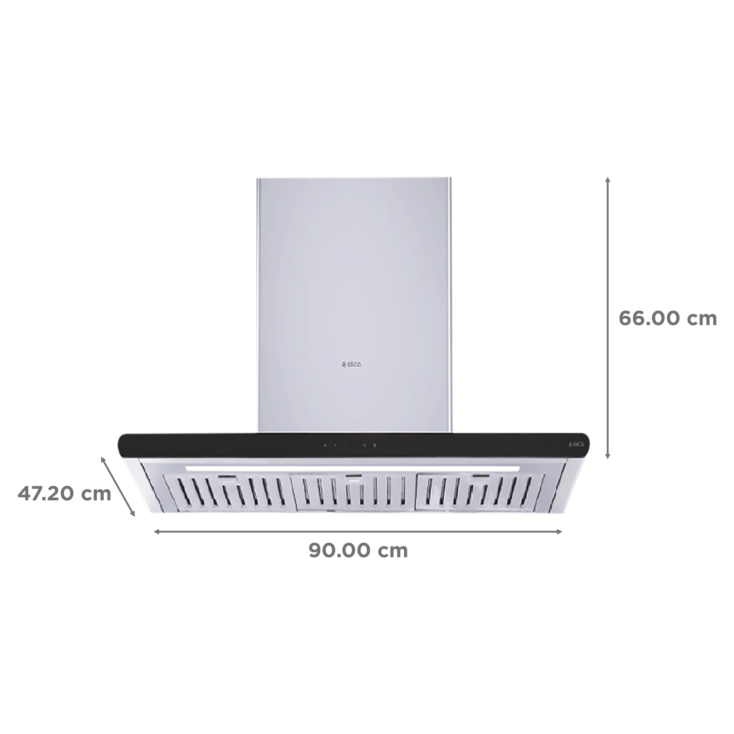 elica GALAXY ETB PLUS LTW 90 T4V LED 90cm 1200m3/hr Ductless Wall Mounted Chimney with Touch Control Panel (Silver)_2