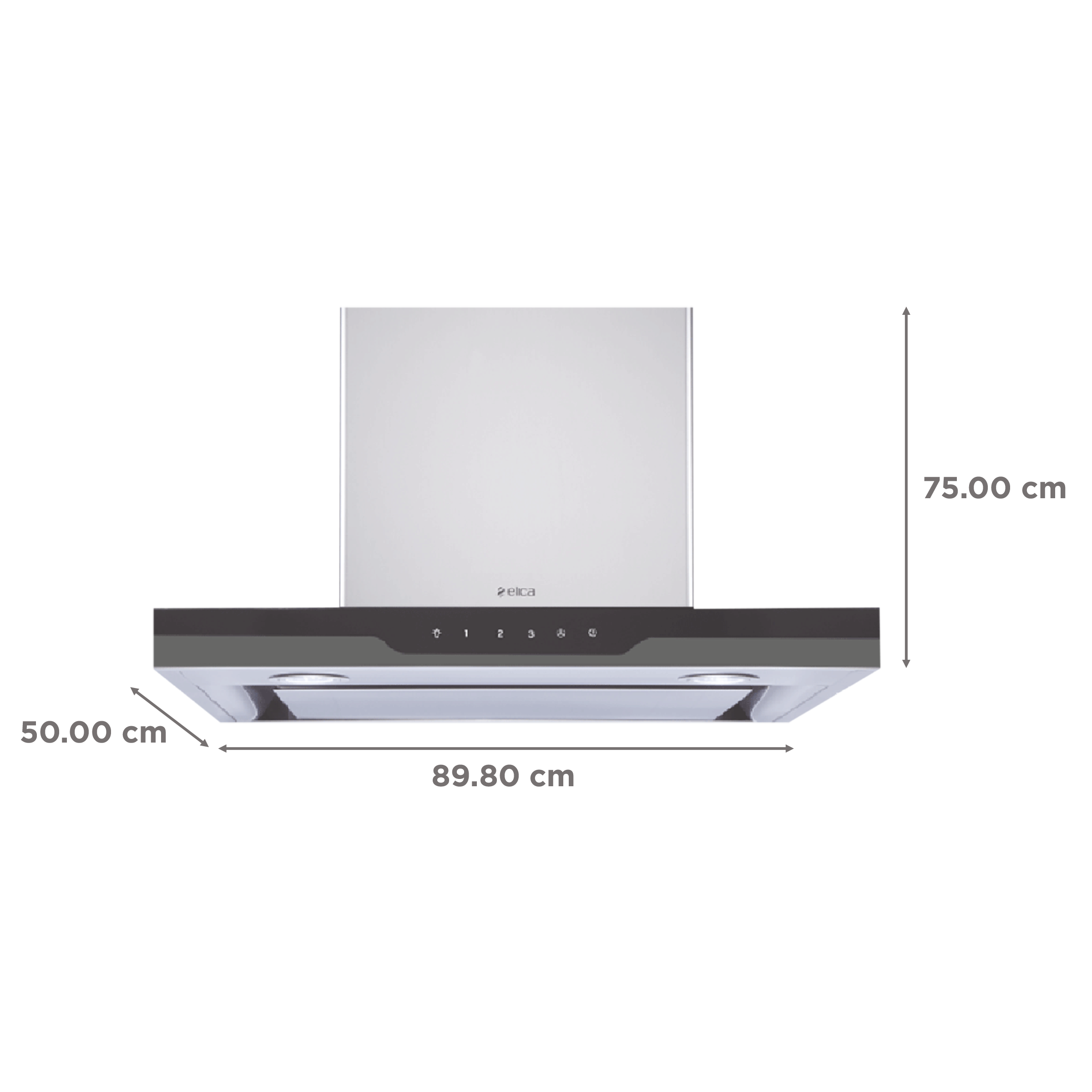 elica METEORITE EDS HE LTW 90 T4V LED 90cm 1220m3/hr Ducted Wall Mounted Chimney with Touch Control Panel (Silver)_2