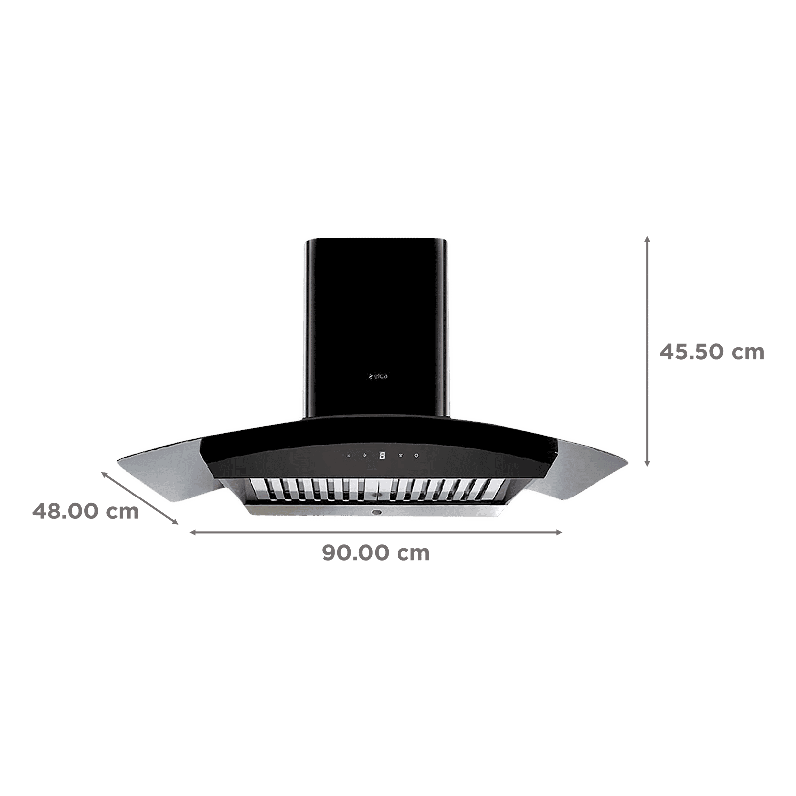 elica WDAT HAC 90 MS NERO 90cm 1200m3/hr Ducted Auto Clean Wall Mounted Chimney with Touch & Motion Sensor Control (Black)_2
