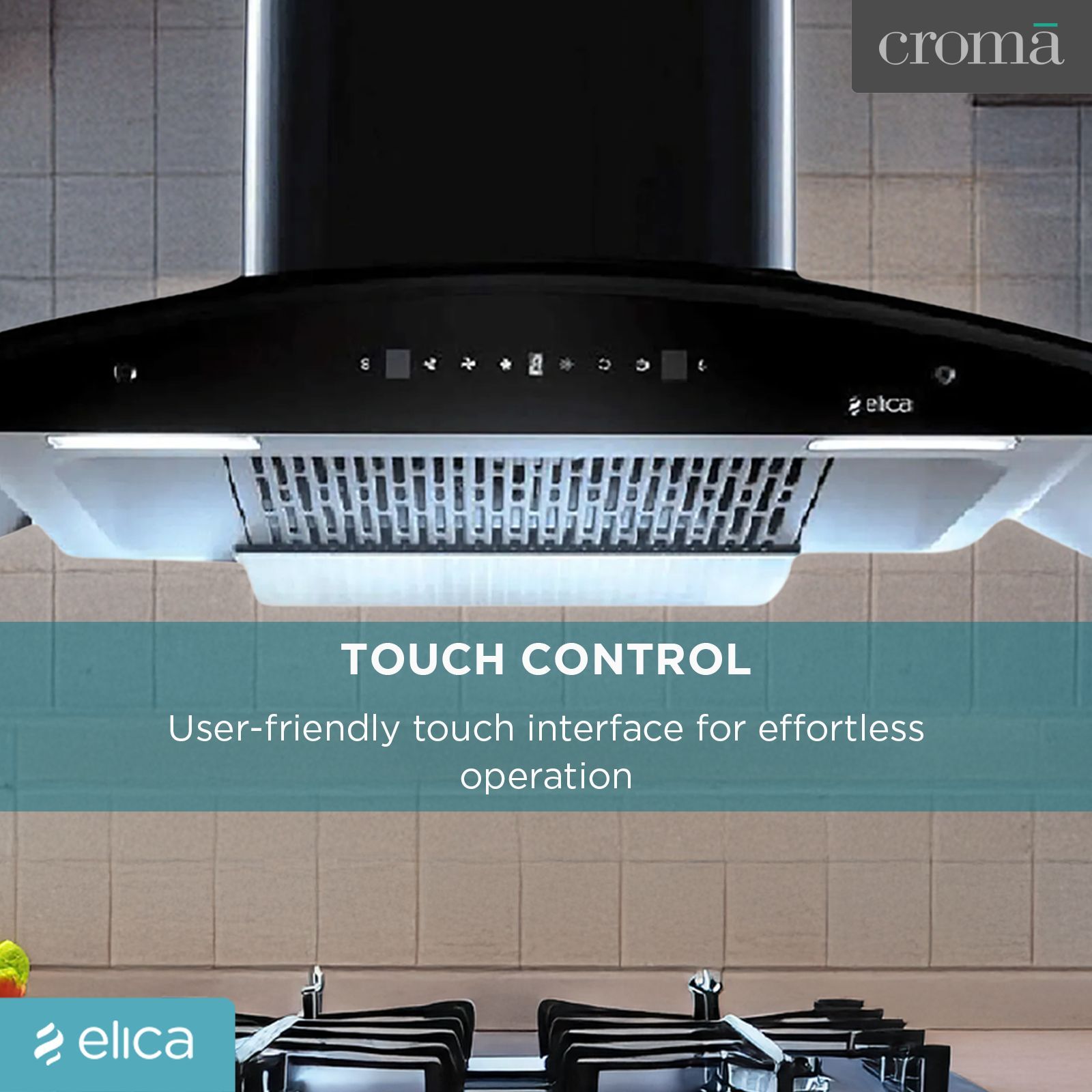 elica WD TFL HAC 90 MS NERO 90cm 1425m3/hr Ducted Auto Clean Wall Mounted Chimney with Motion Sensing Technology (Black)_14