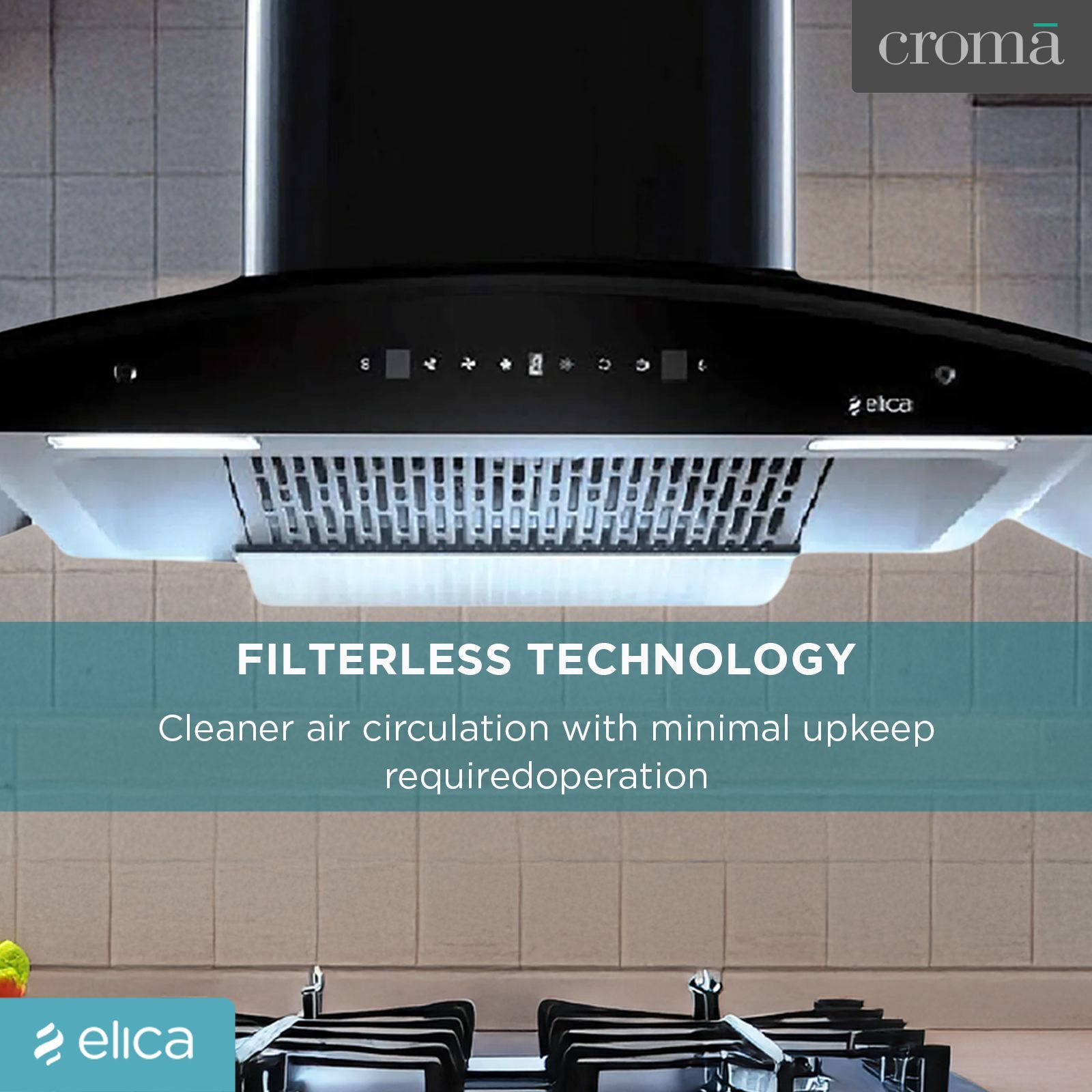 elica WD TFL HAC 90 MS NERO 90cm 1425m3/hr Ducted Auto Clean Wall Mounted Chimney with Motion Sensing Technology (Black)_15