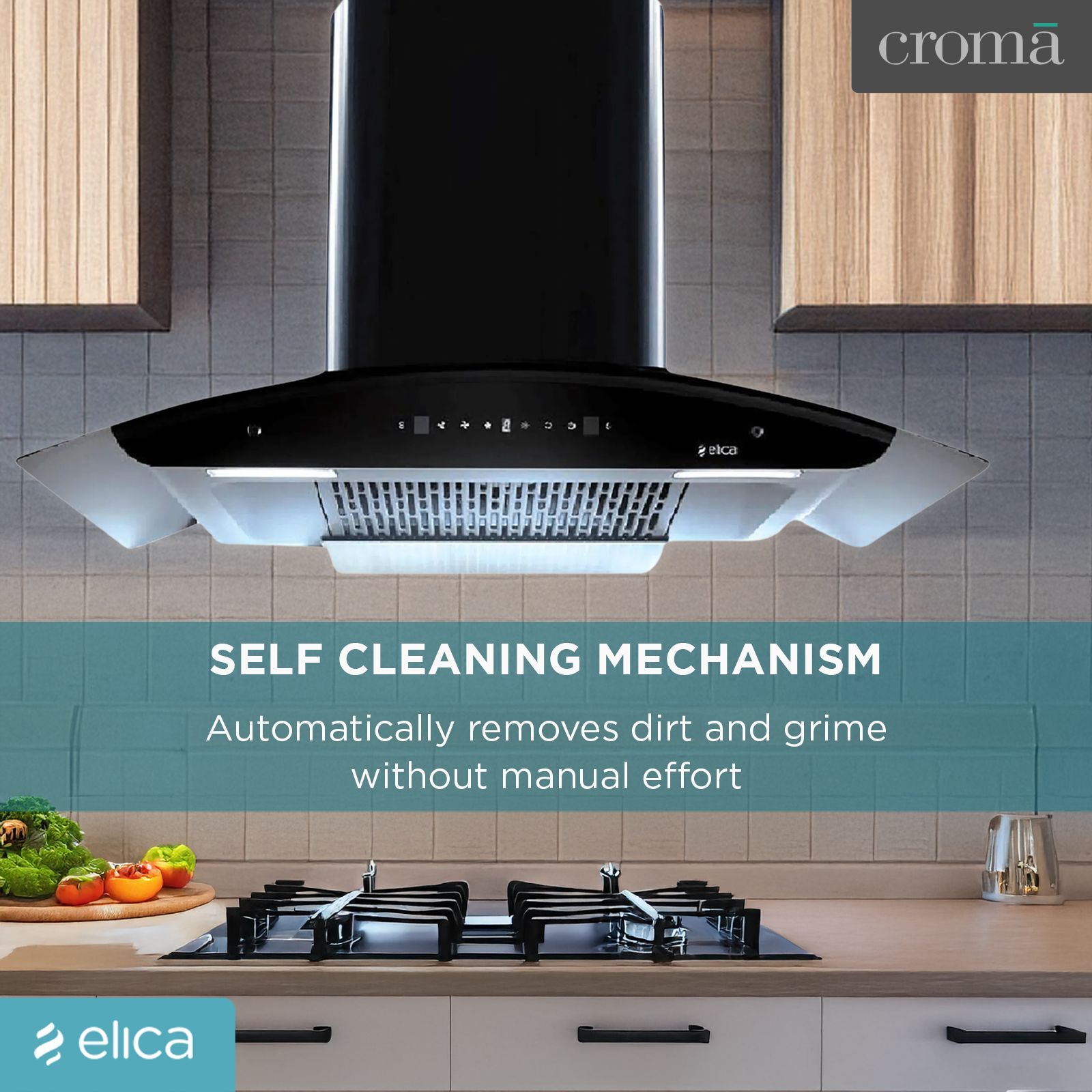 elica WD TFL HAC 90 MS NERO 90cm 1425m3/hr Ducted Auto Clean Wall Mounted Chimney with Motion Sensing Technology (Black)_17