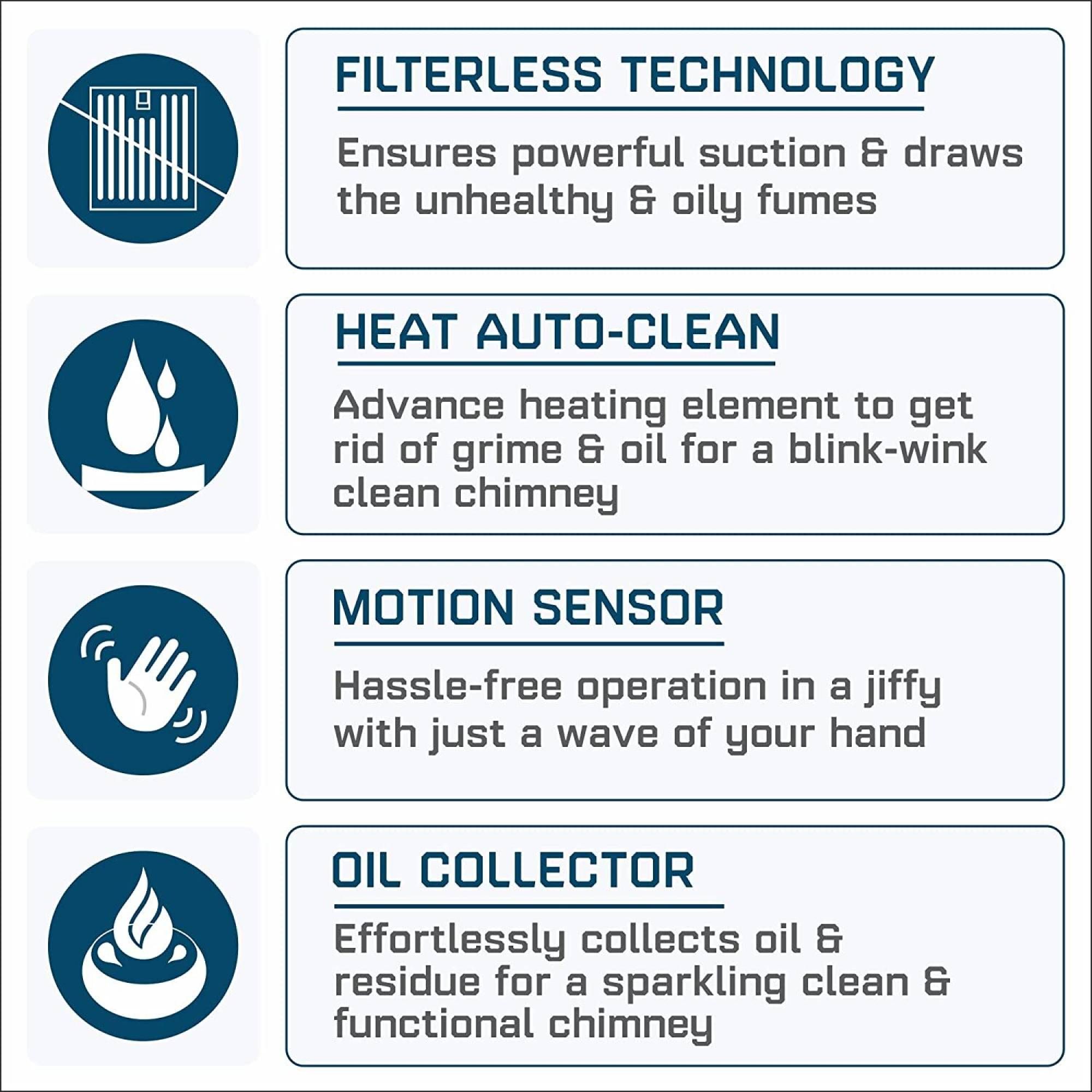 elica WD TFL HAC 90 MS NERO 90cm 1425m3/hr Ducted Auto Clean Wall Mounted Chimney with Motion Sensing Technology (Black)_6